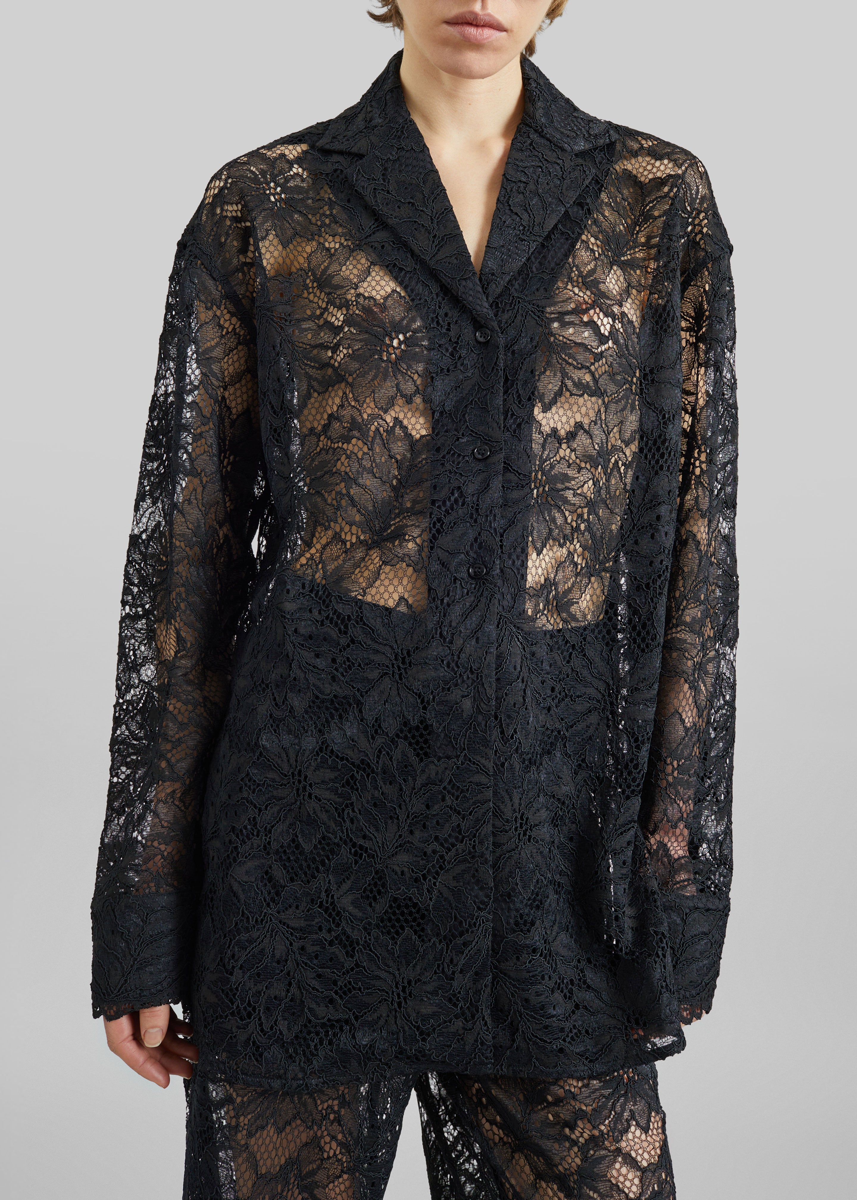 Sportmax Cachi Floral Lace Shirt - Black – The Frankie Shop Europe