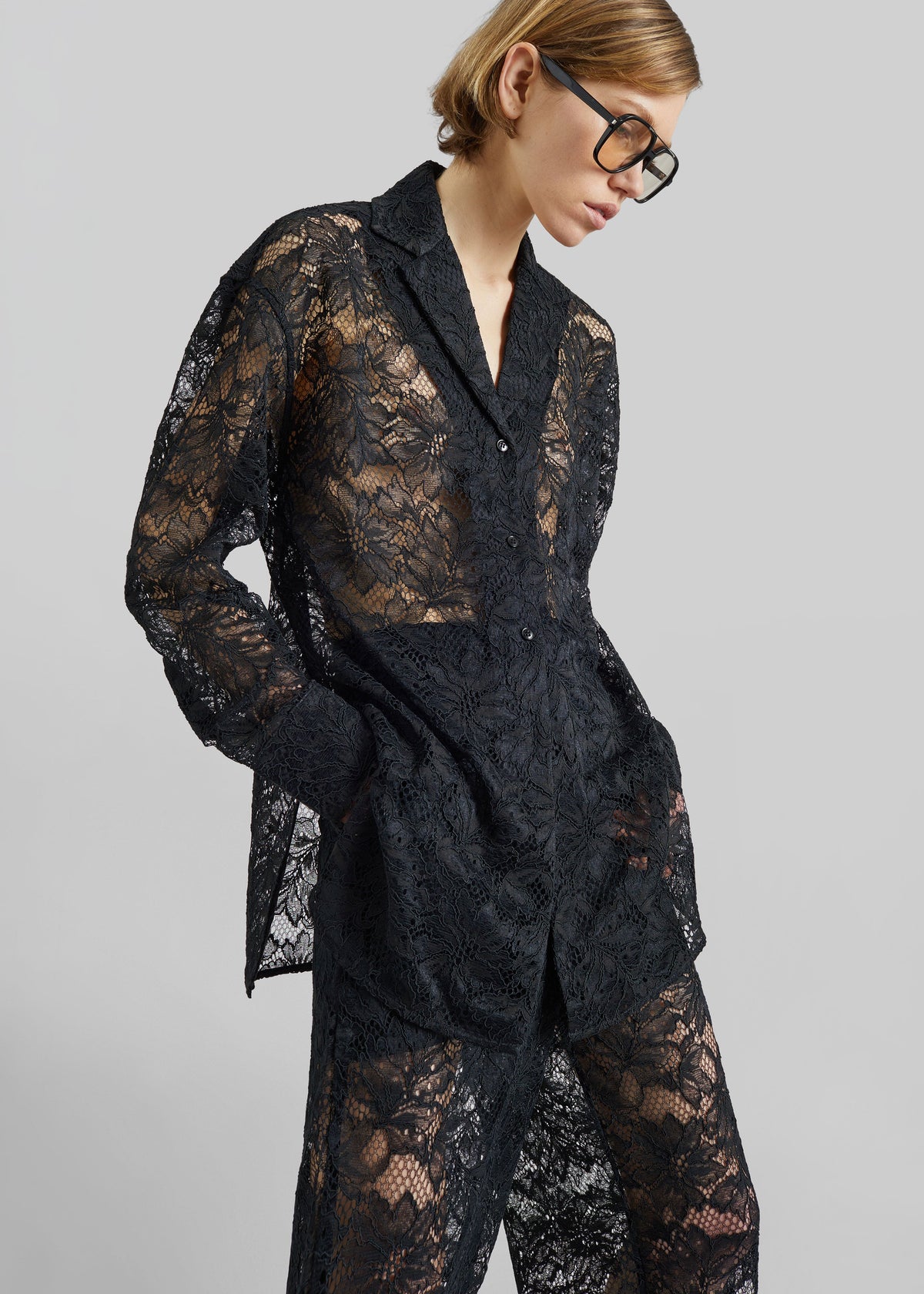 Sportmax Cachi Floral Lace Shirt - Black - 1