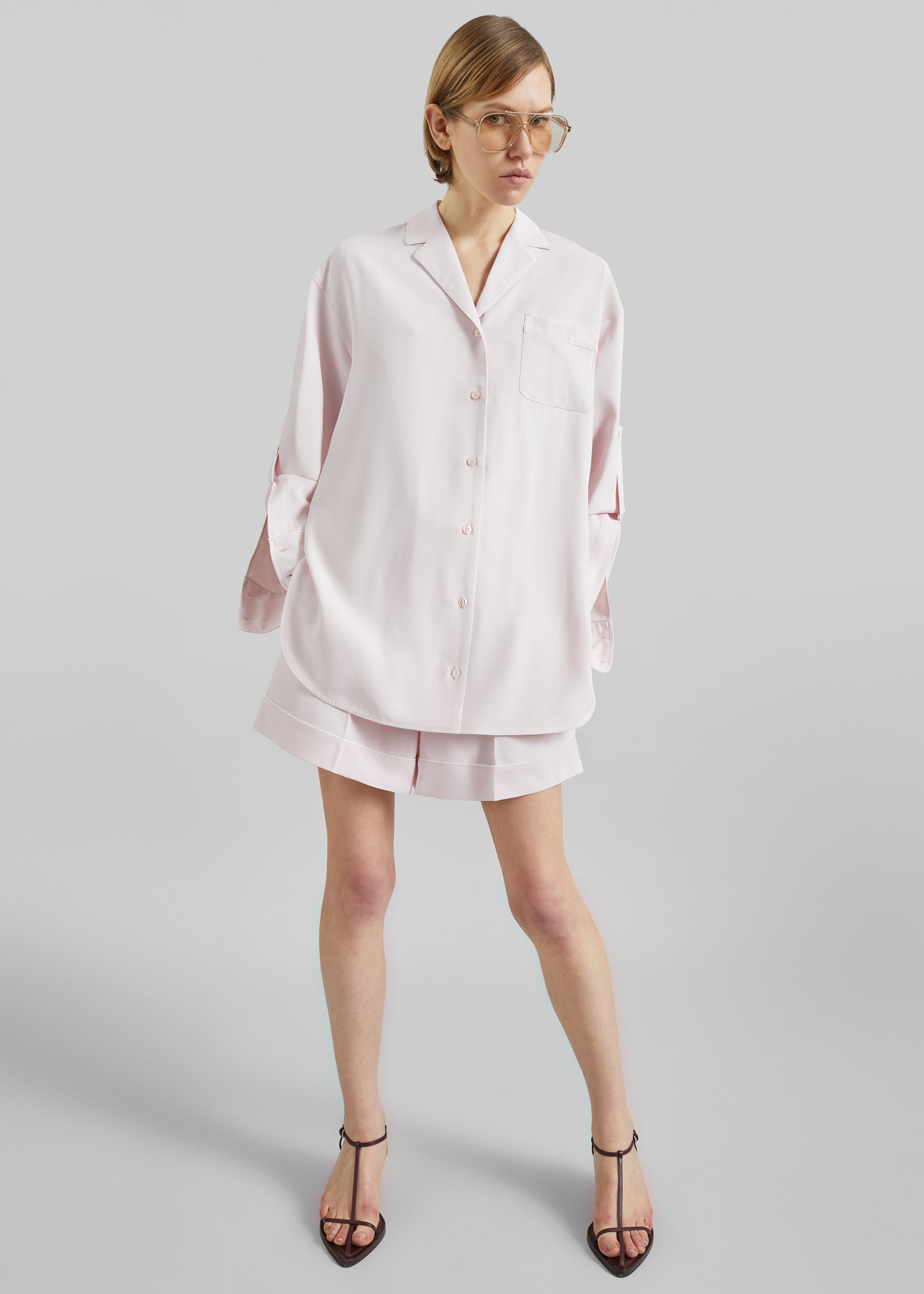Sportmax Cocco Satin Overshirt - Pink - 1