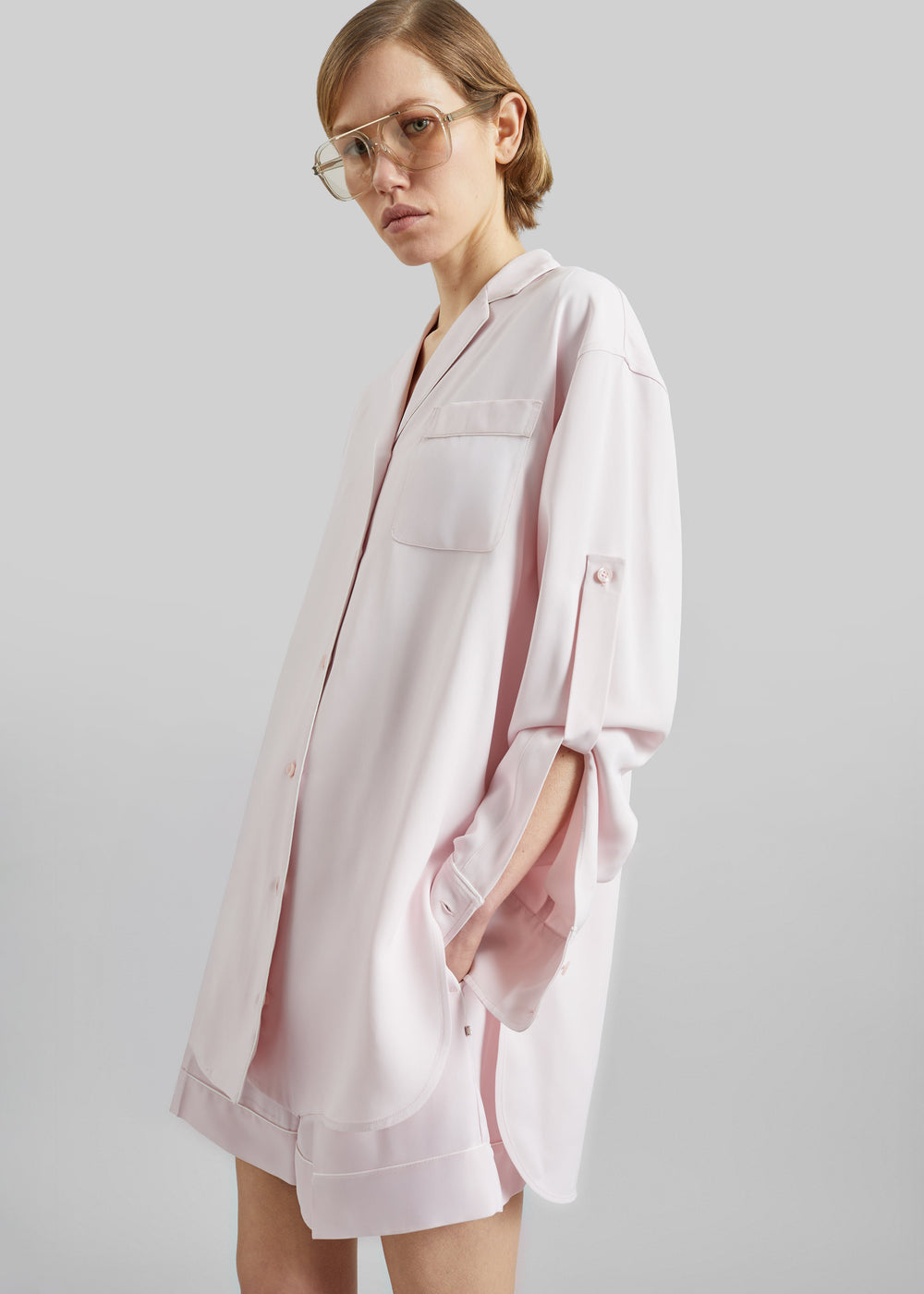 Sportmax Cocco Satin Overshirt - Pink - 1