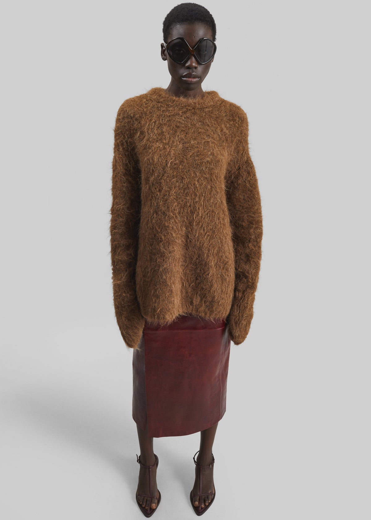 Sportmax Comma Leather Skirt - Bordeaux - 5