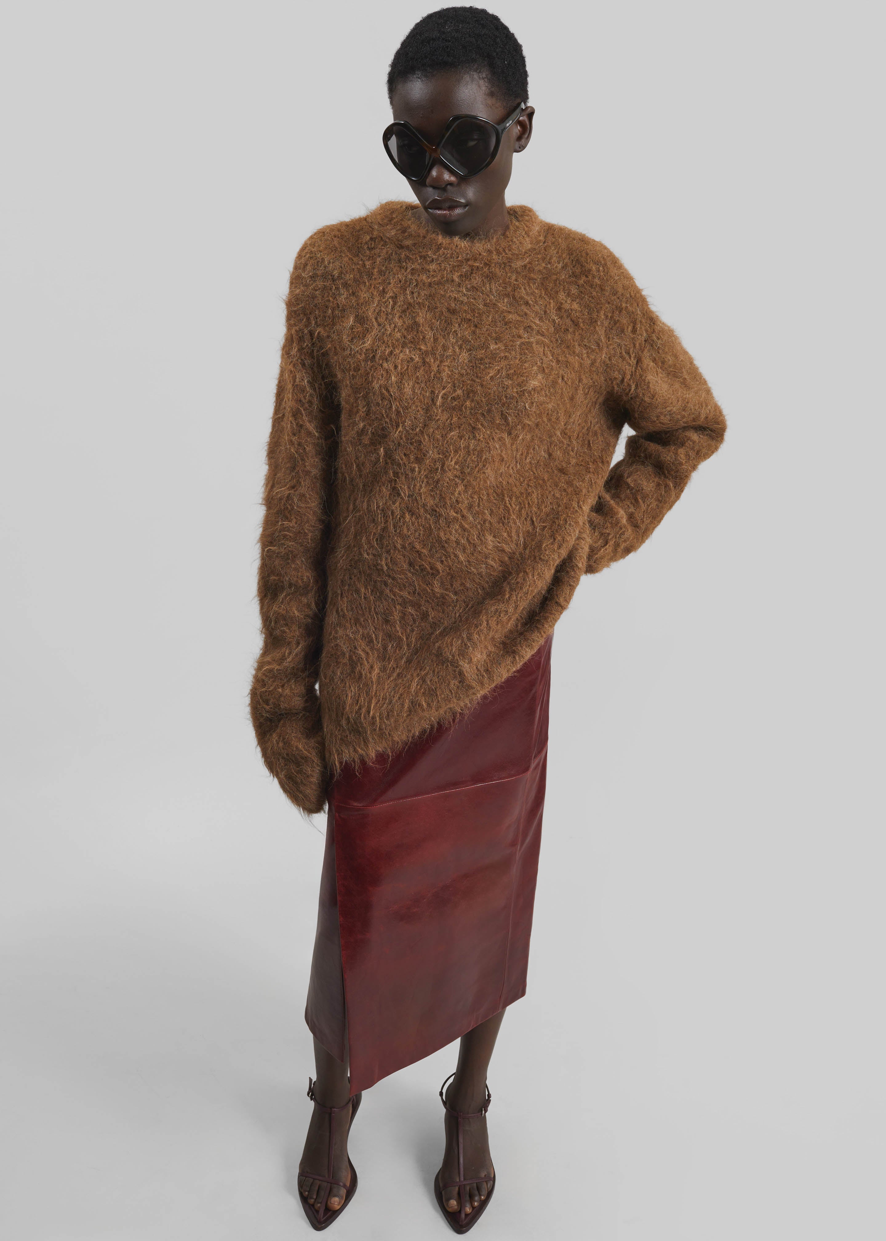 Sportmax Comma Leather Skirt - Bordeaux - 1