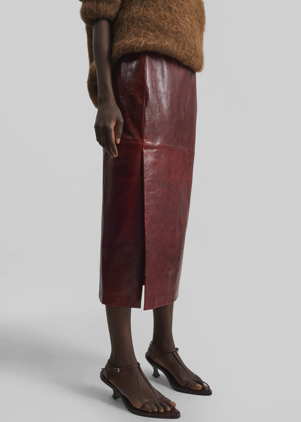 Sportmax Comma Leather Skirt - Bordeaux - 1