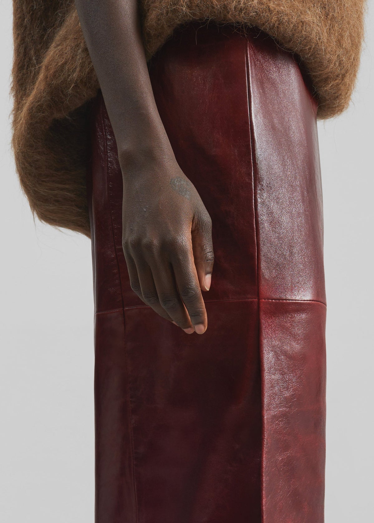 Sportmax Comma Leather Skirt - Bordeaux - 4