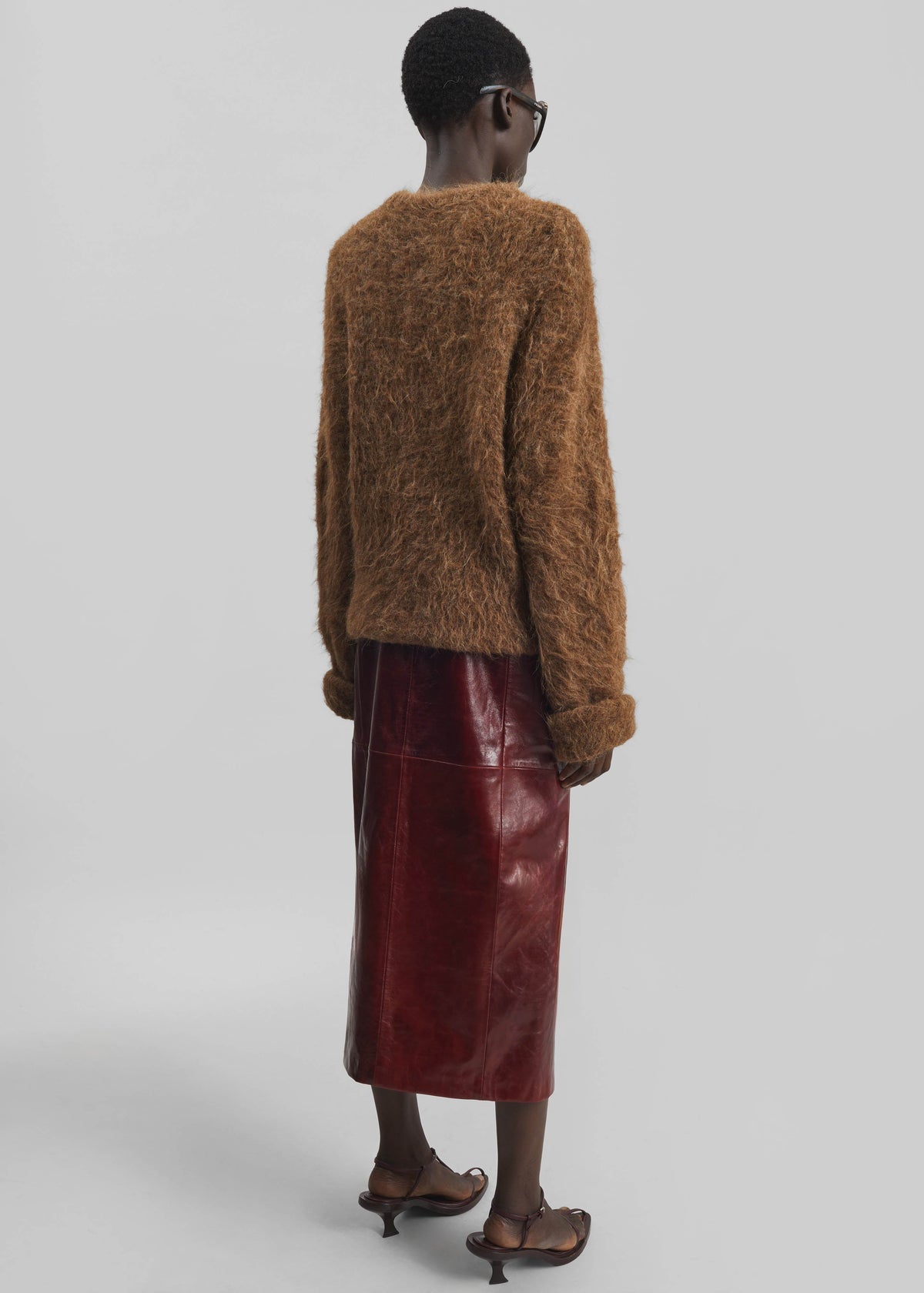 Sportmax Comma Leather Skirt - Bordeaux - 6