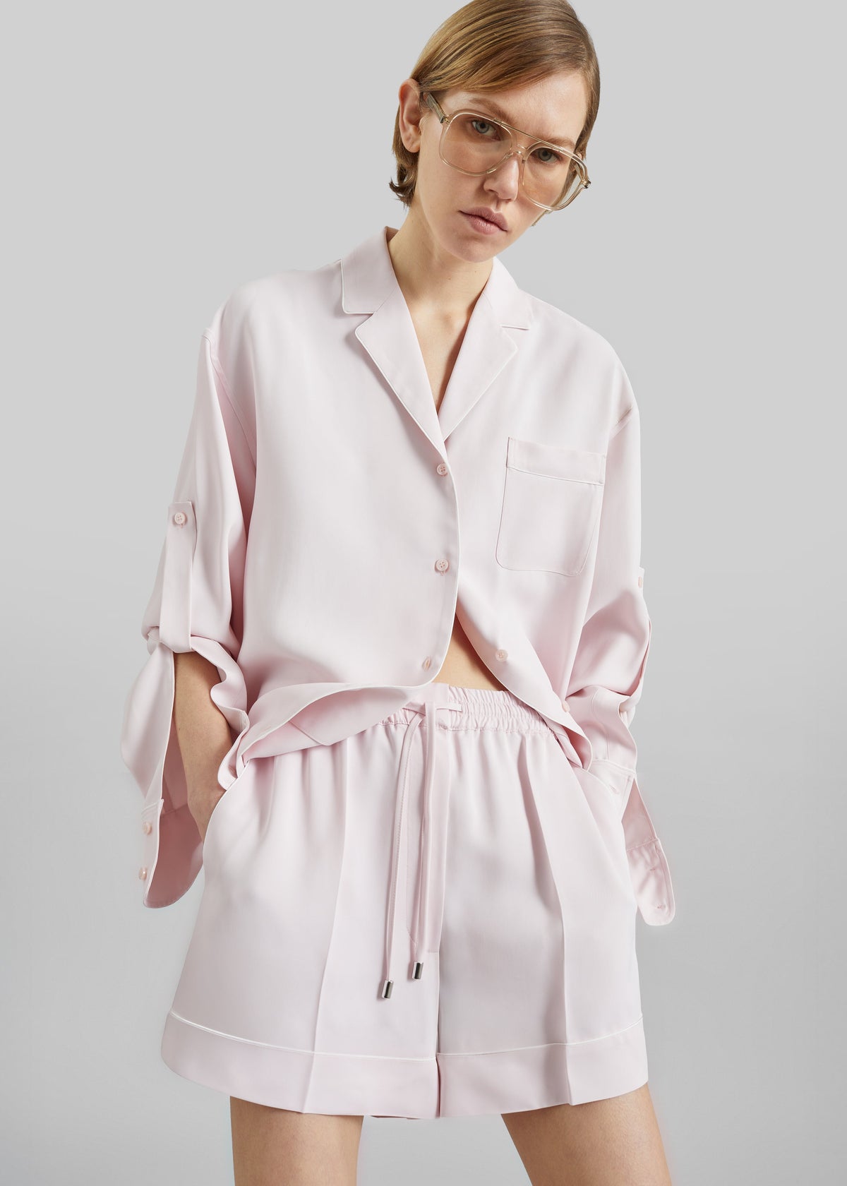Sportmax Crespo Satin Shorts - Pink - 1