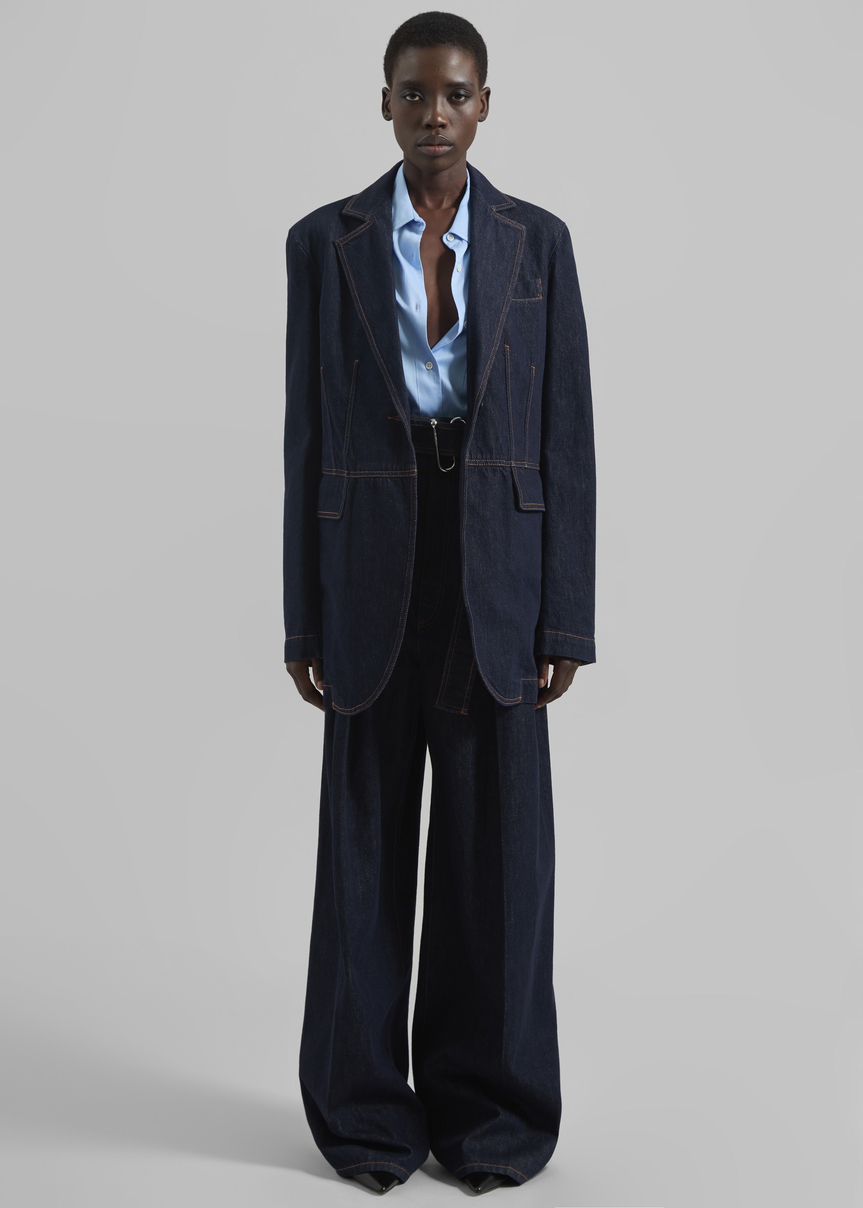 Sportmax Domino Oversized Denim Blazer - Navy - 7