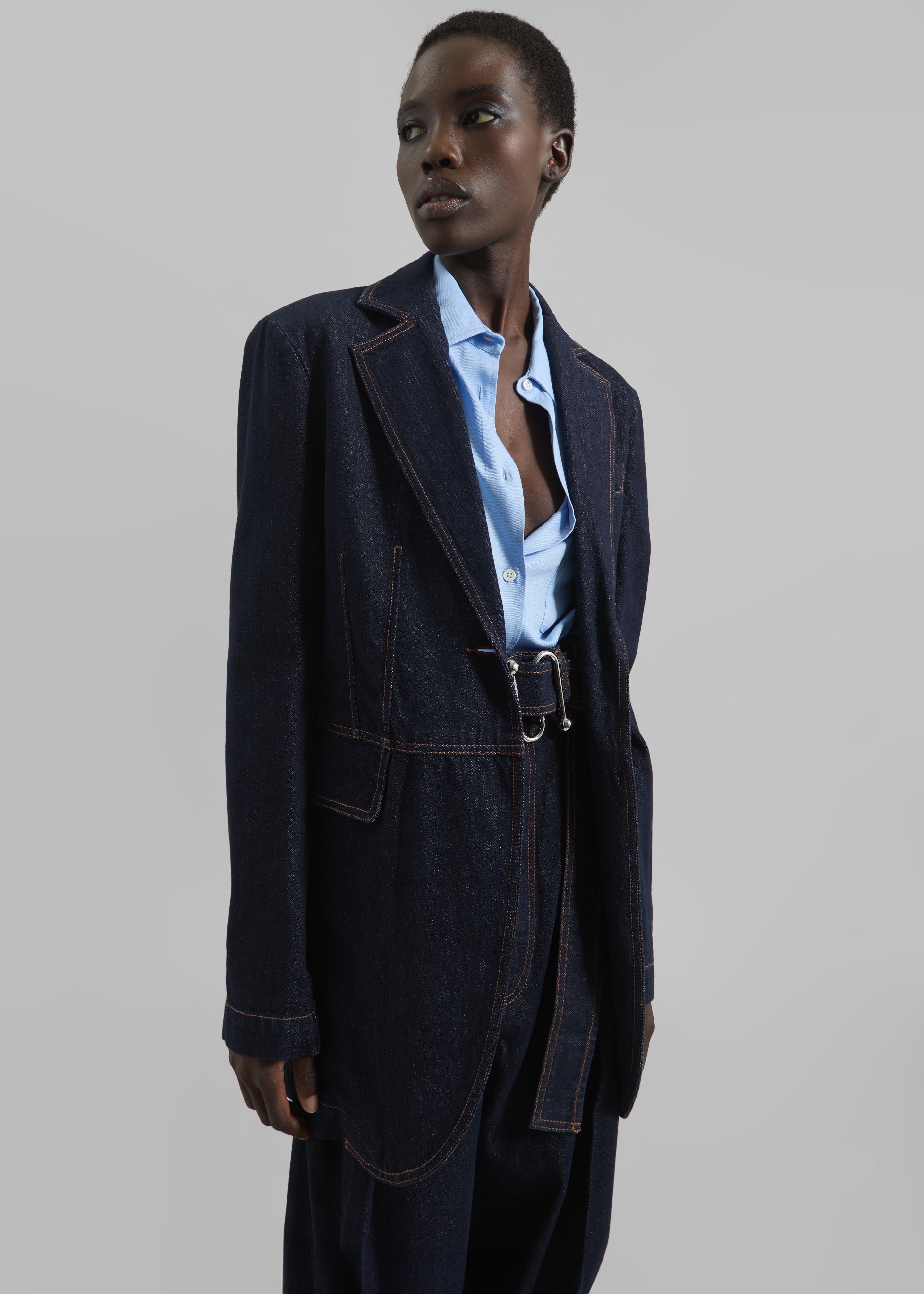 Sportmax Domino Oversized Denim Blazer - Navy - 4