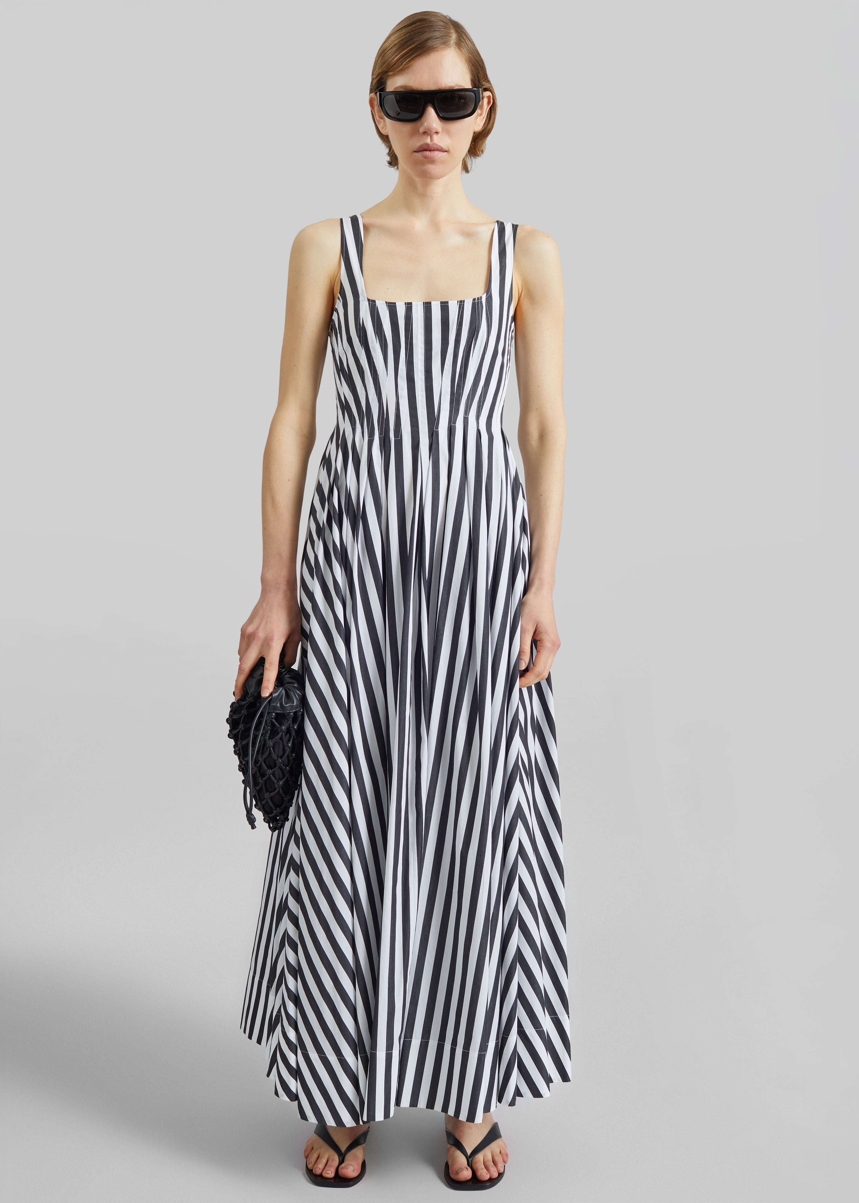 Sportmax Filmato Long Cotton Poplin Dress - Black/White - 3