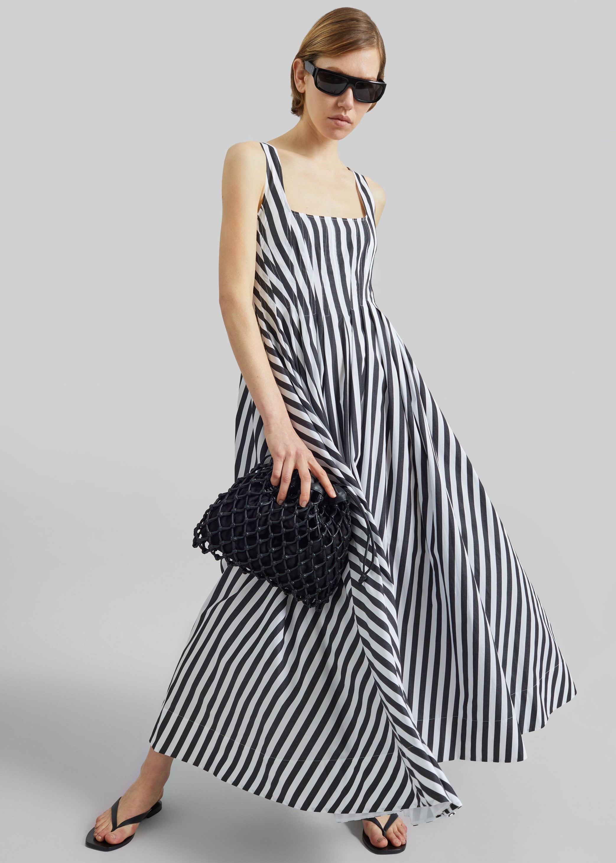 Shop the look image for Sportmax Filmato Long Cotton Poplin Dress - Black/White