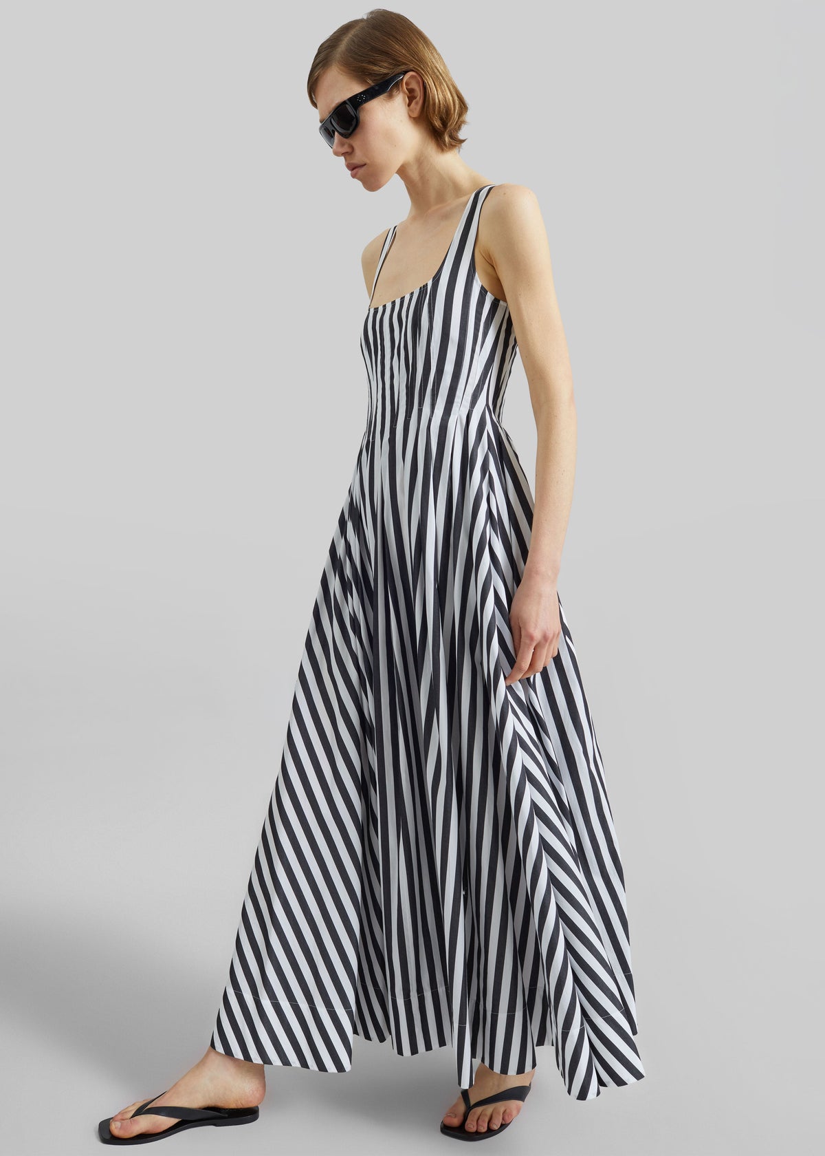 Sportmax Filmato Long Cotton Poplin Dress - Black/White - 5