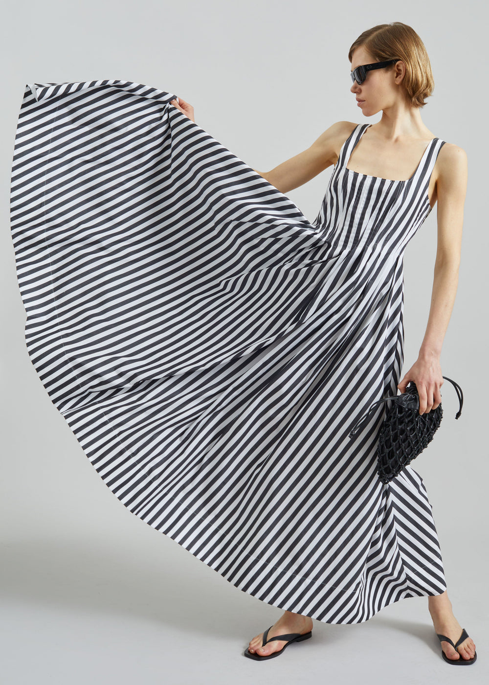 Sportmax Filmato Long Cotton Poplin Dress - Black/White - 1