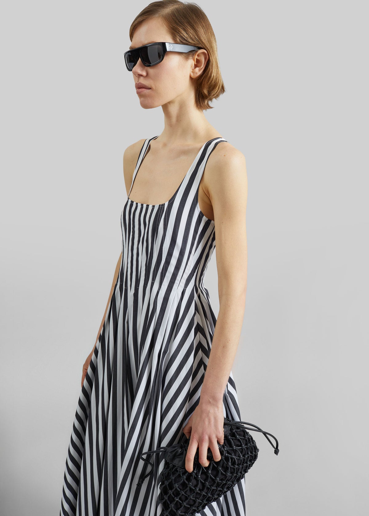Sportmax Filmato Long Cotton Poplin Dress - Black/White - 6