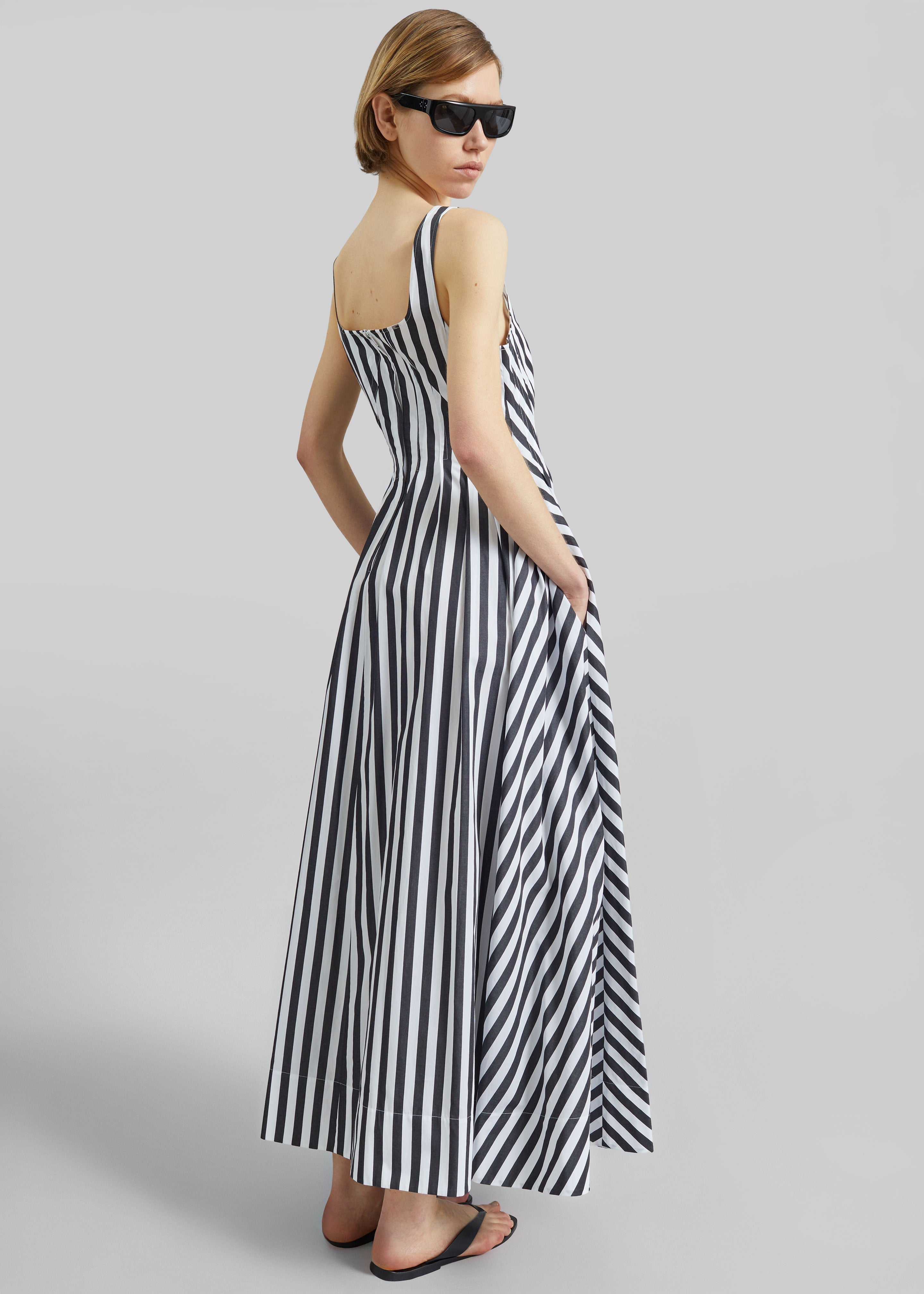 Sportmax Filmato Long Cotton Poplin Dress - Black/White - 7