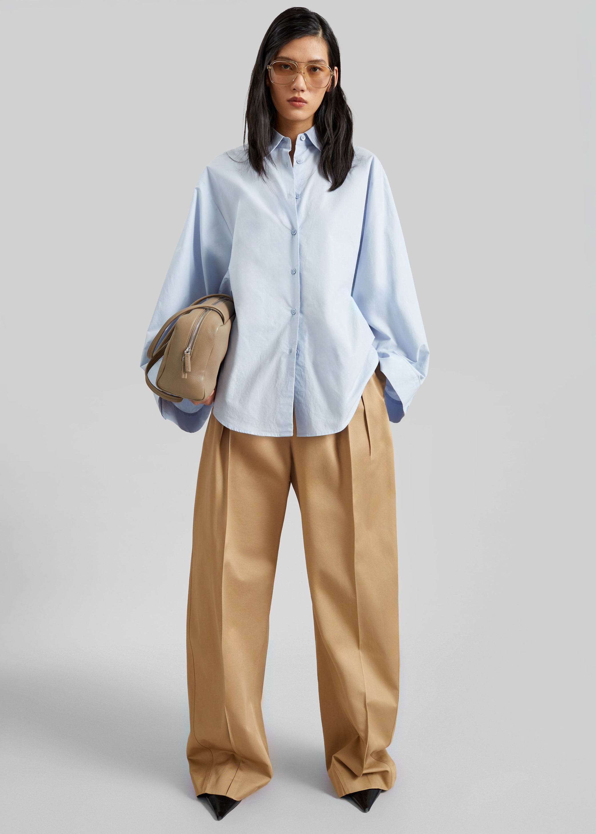 Shop the look image for Sportmax Idoneo Oversized Gabardine Trousers - Biscuit