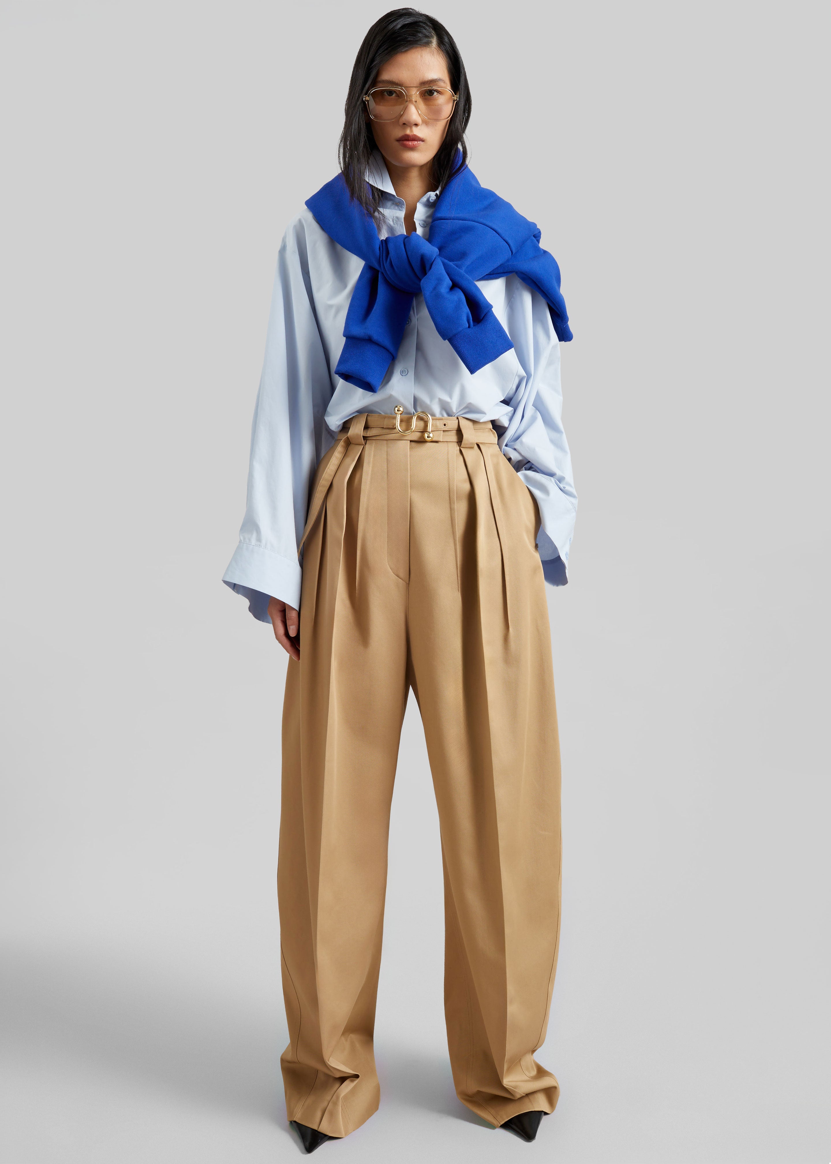 Sportmax Idoneo Oversized Gabardine Trousers - Biscuit - 1