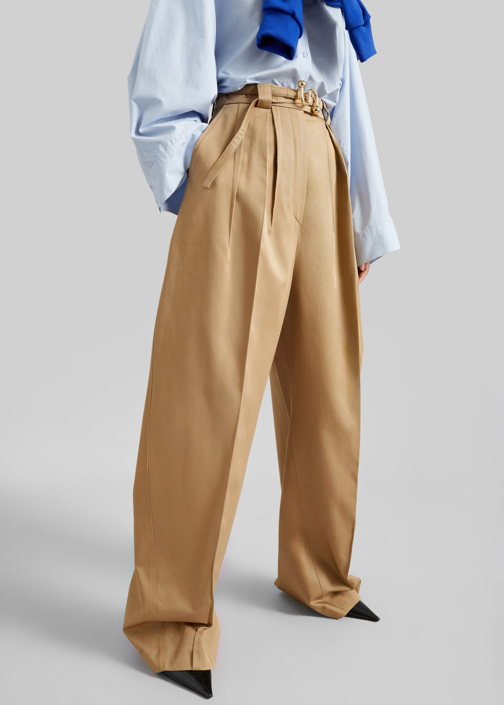Sportmax Idoneo Oversized Gabardine Trousers - Biscuit - 1