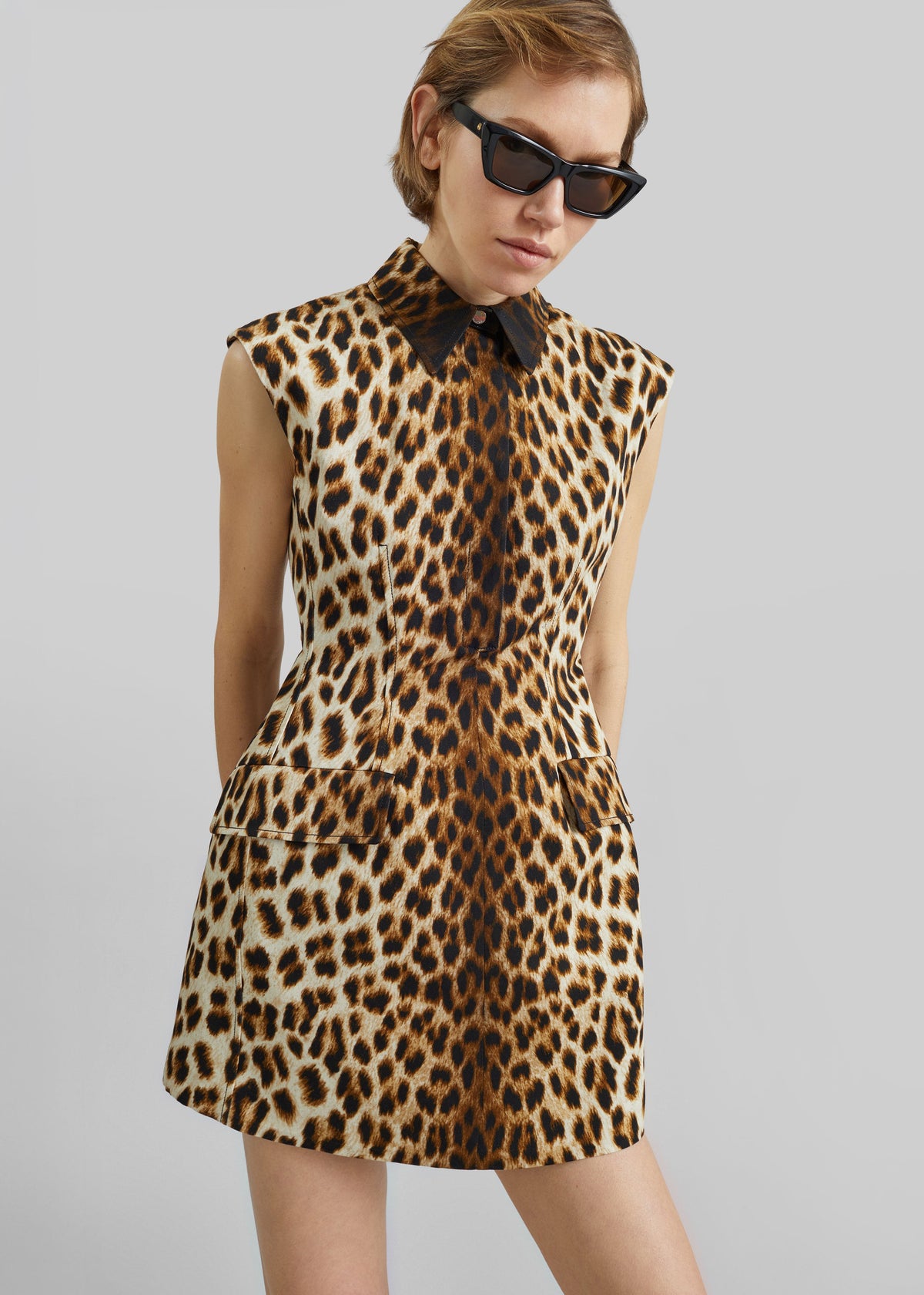 Sportmax Lonza Sleeveless Hourglass Dress - Leopard