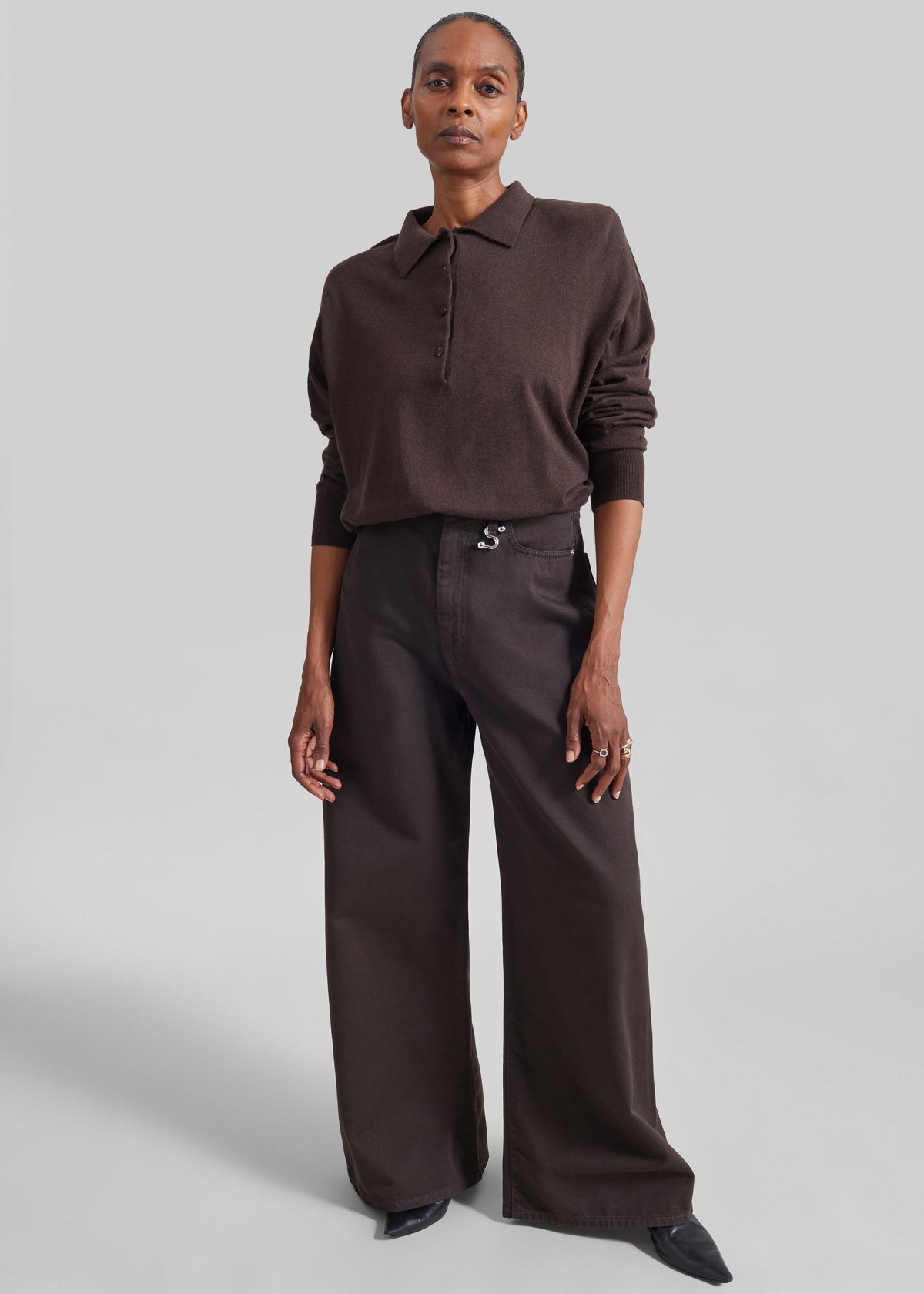 Sportmax Siamese Oversized Jeans - Chocolate