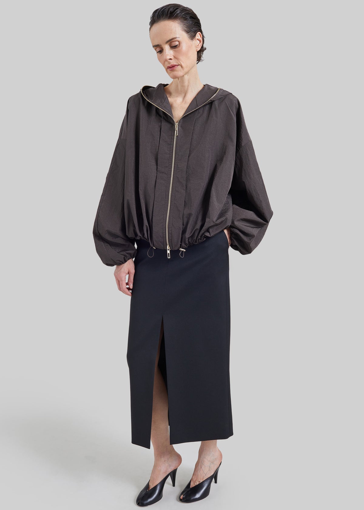 Sportmax Ronchi Short Crinkled Raincoat - Dark Brown