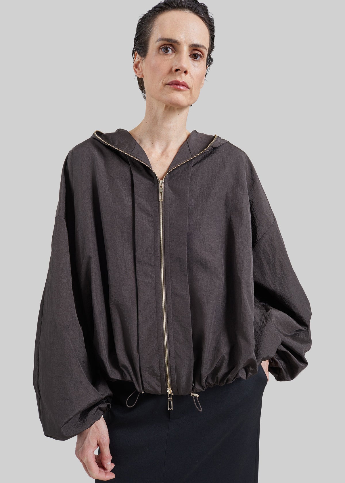 Sportmax Ronchi Short Crinkled Raincoat - Dark Brown