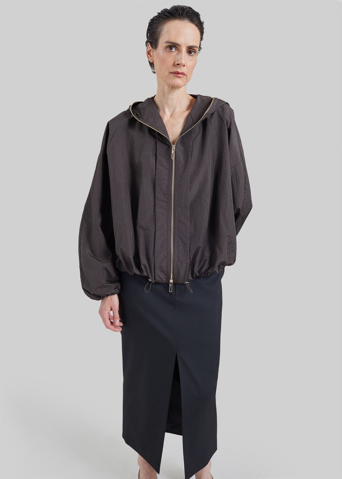 Sportmax Ronchi Short Crinkled Raincoat - Dark Brown