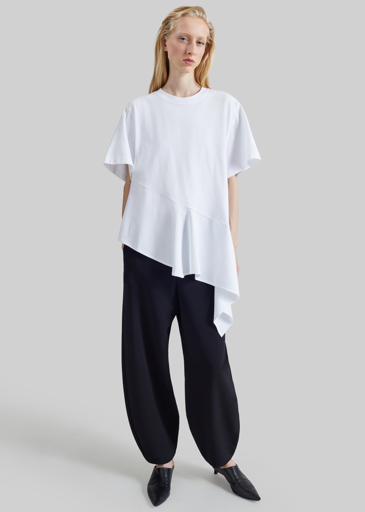 Sportmax Tacco Asymmetrical Cotton T-Shirt - Optical White
