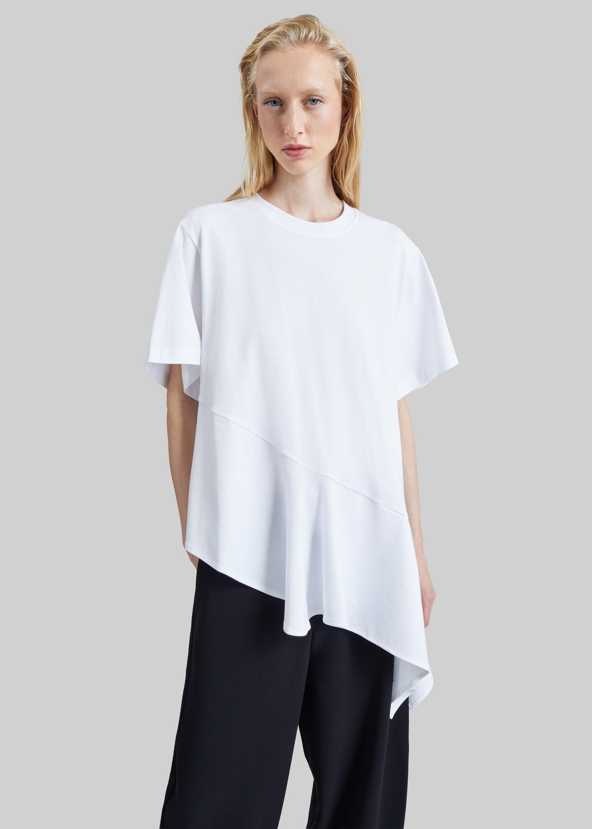 Sportmax Tacco Asymmetrical Cotton T-Shirt - Optical White