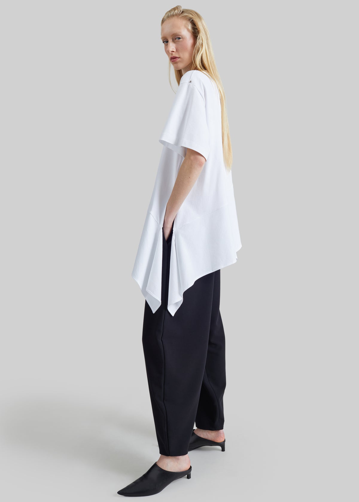 Sportmax Tacco Asymmetrical Cotton T-Shirt - Optical White