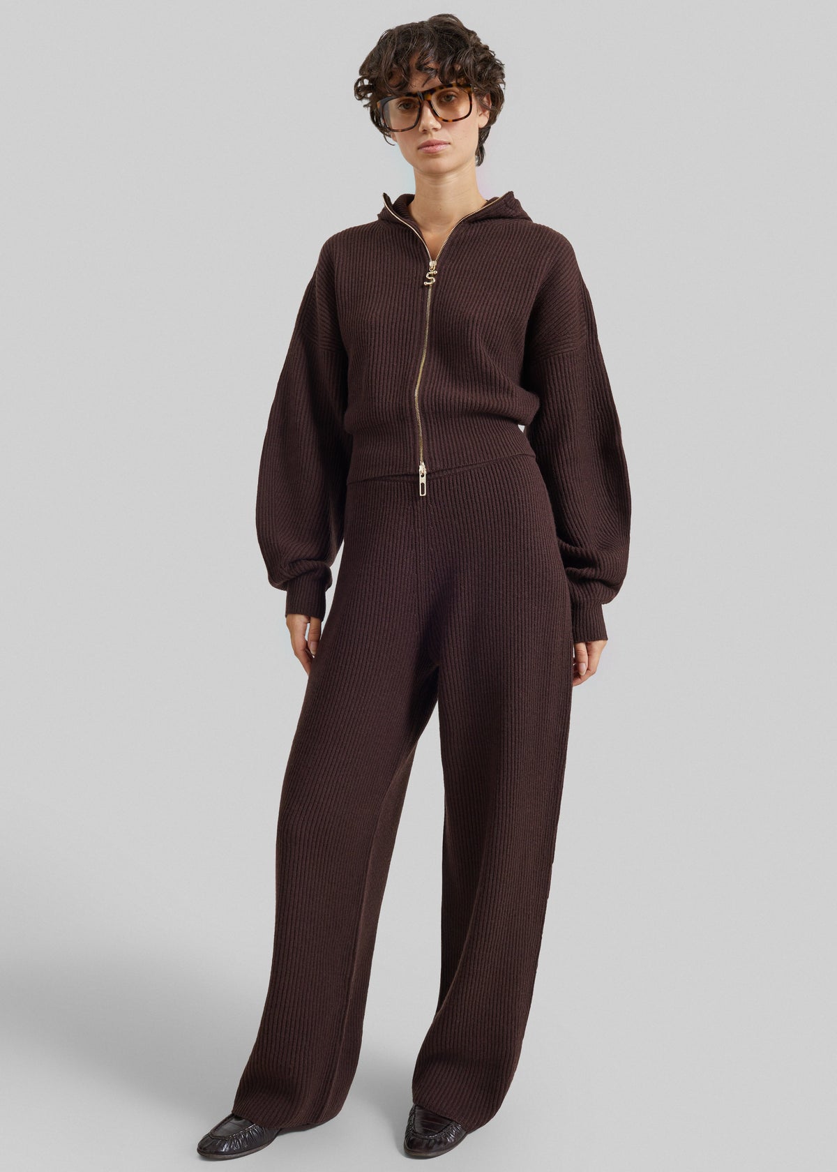 Shop the look image for Sportmax Balco Hooded Cardigan - Chocolate