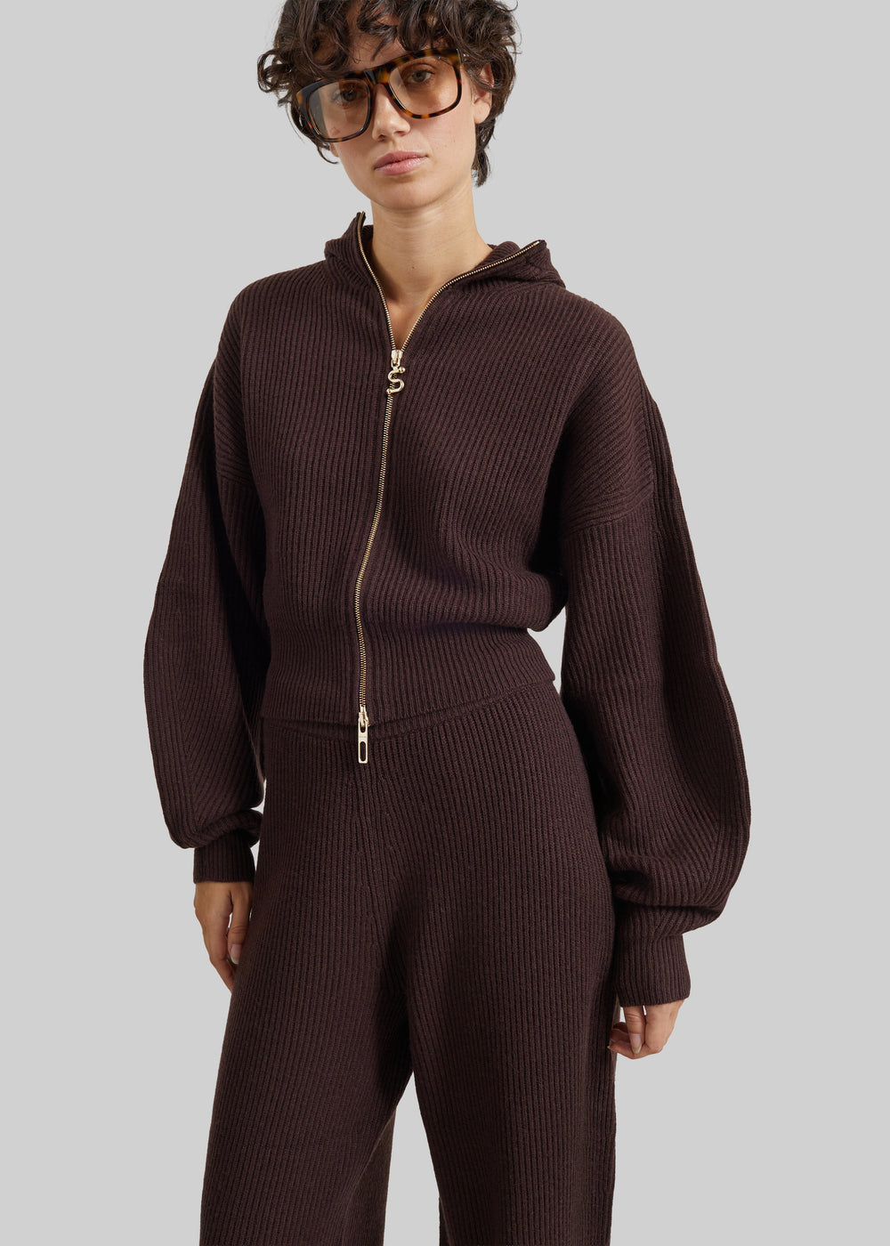 Sportmax Balco Hooded Cardigan - Chocolate