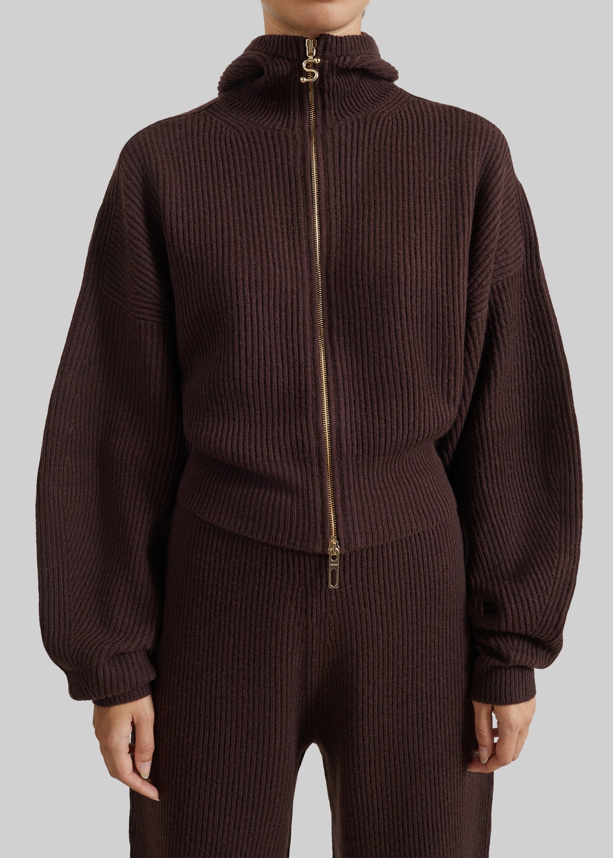 Sportmax Balco Hooded Cardigan - Chocolate