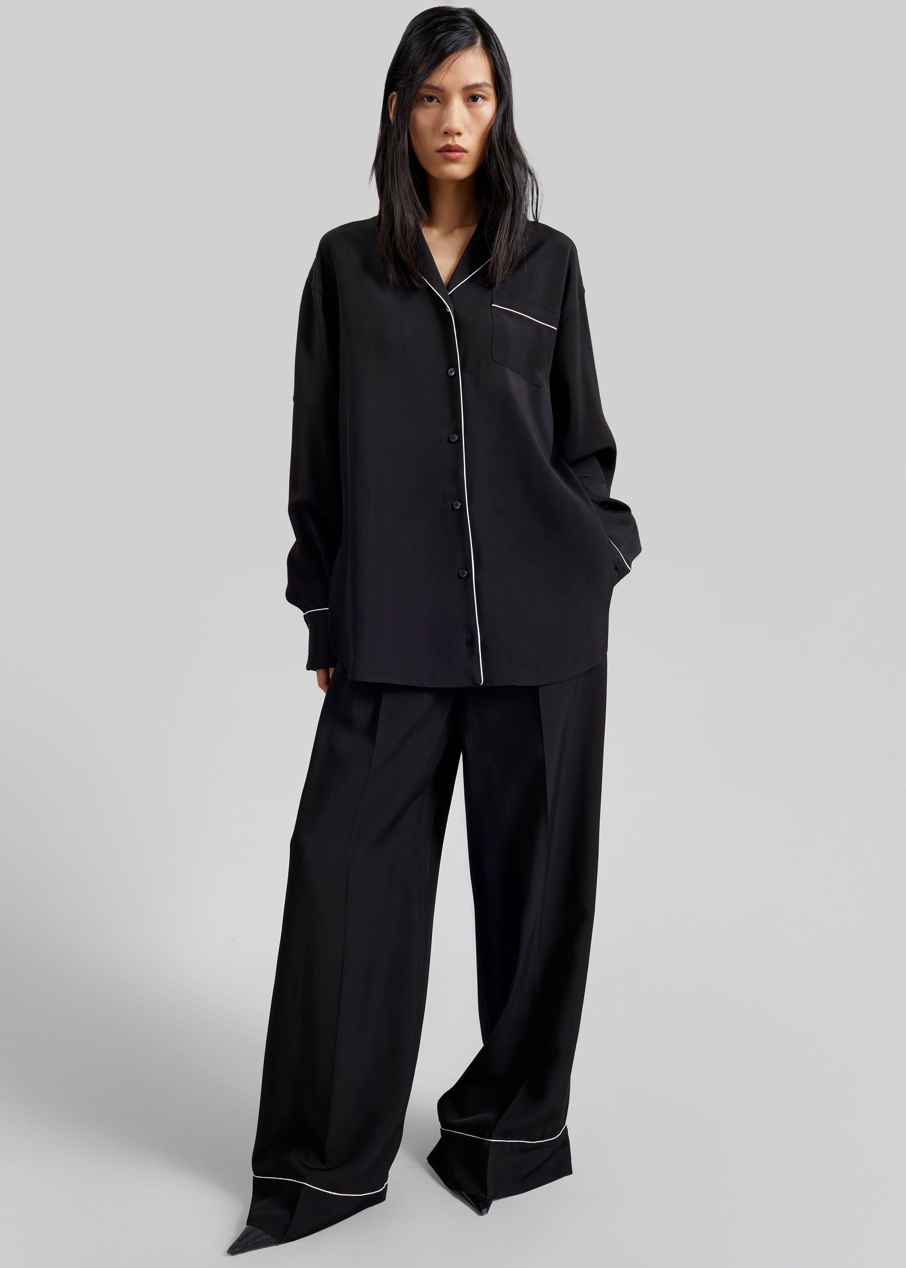 Sportmax Cocco Satin Overshirt - Black - 2
