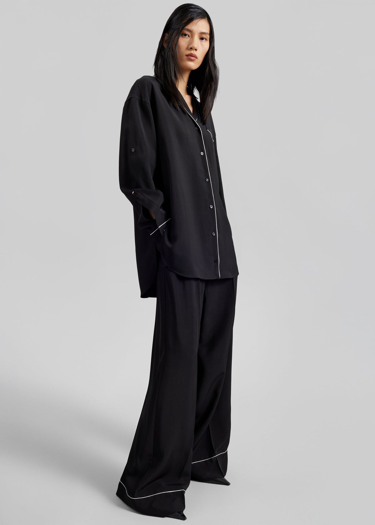 Sportmax Cocco Satin Overshirt - Black - 4