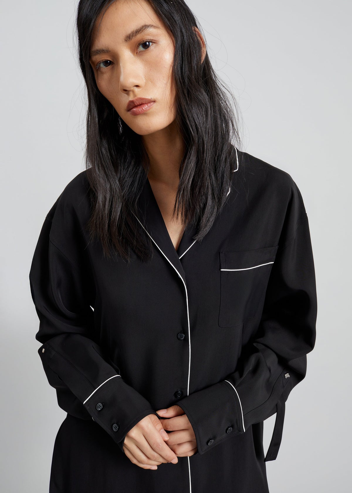 Sportmax Cocco Satin Overshirt - Black - 3