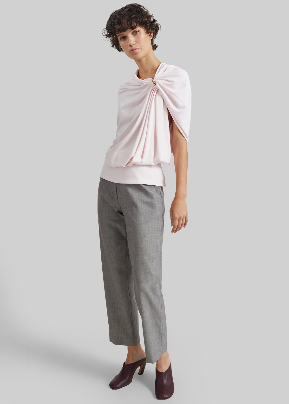 Shop the look image for Sportmax Lacuna Draped Fluid Top - Powder