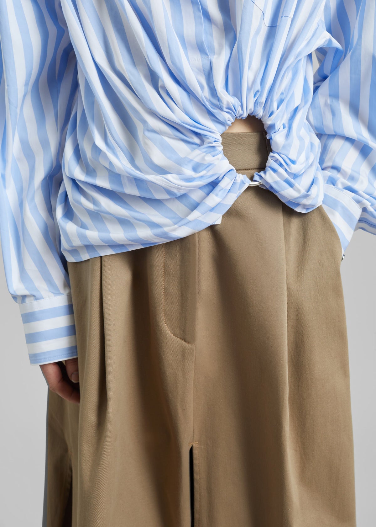 Sportmax Palmizi Striped Poplin Shirt - Light Blue/White - 3