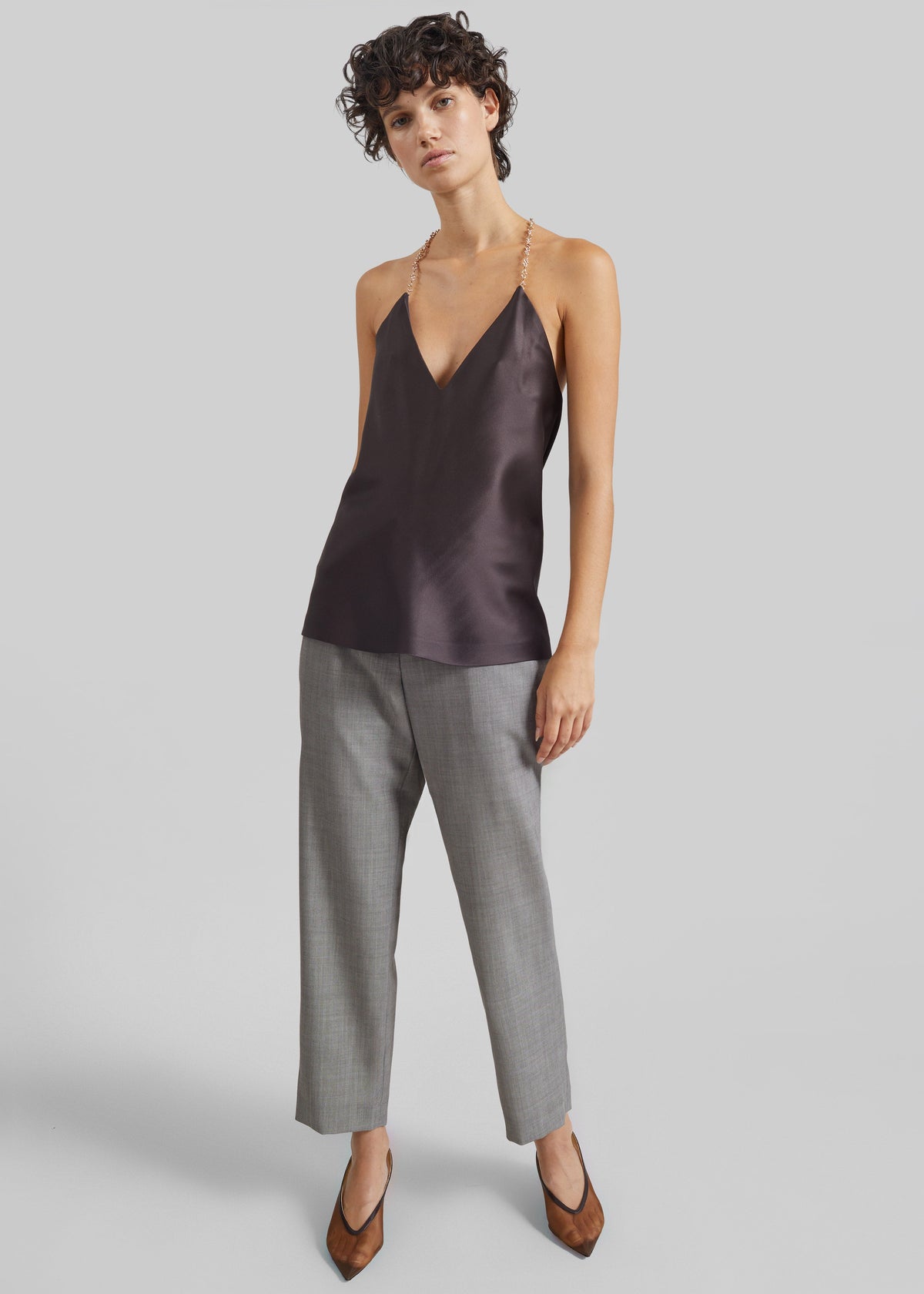 Sportmax Piombo Satin Top - Chocolate