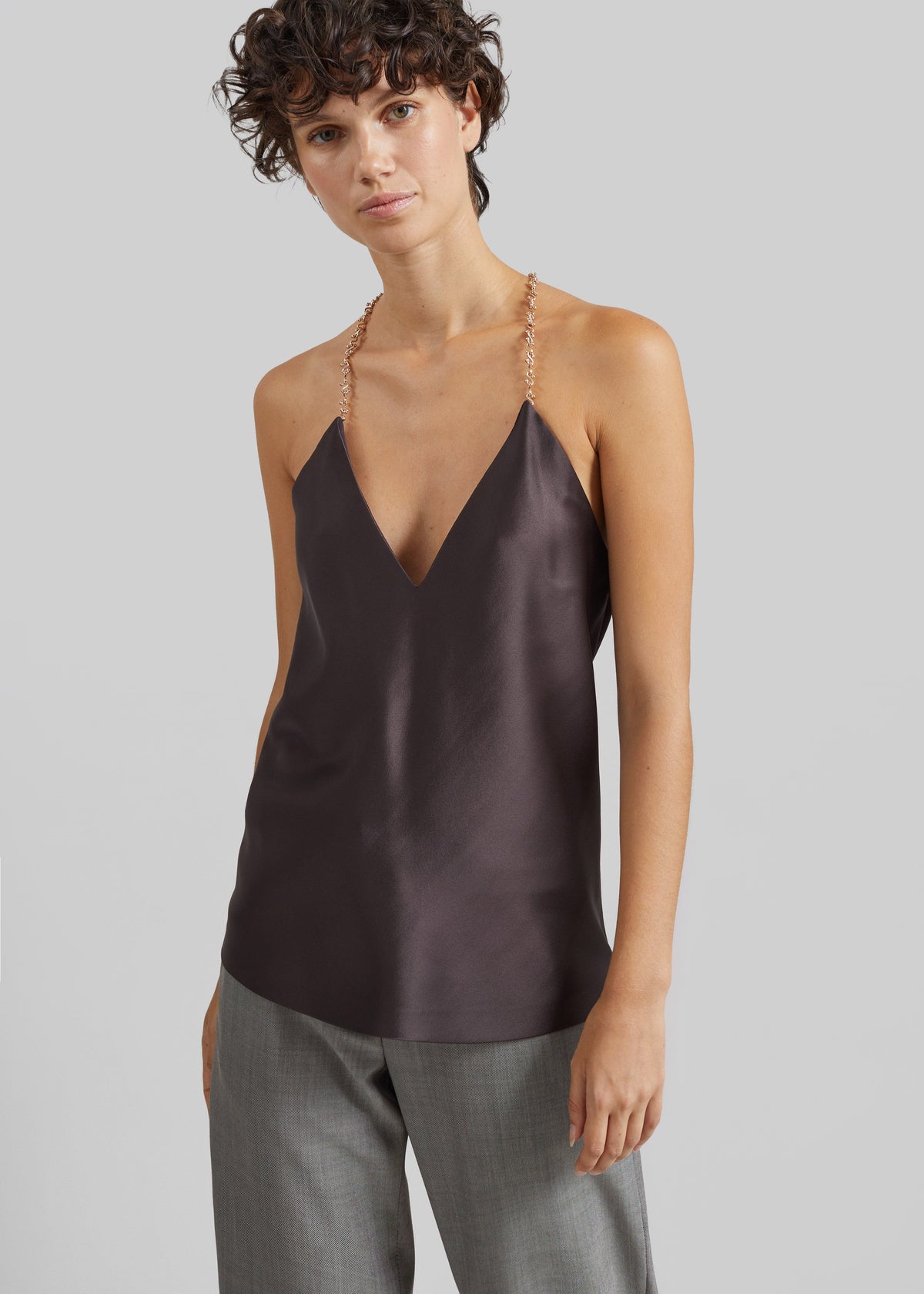 Sportmax Piombo Satin Top - Chocolate