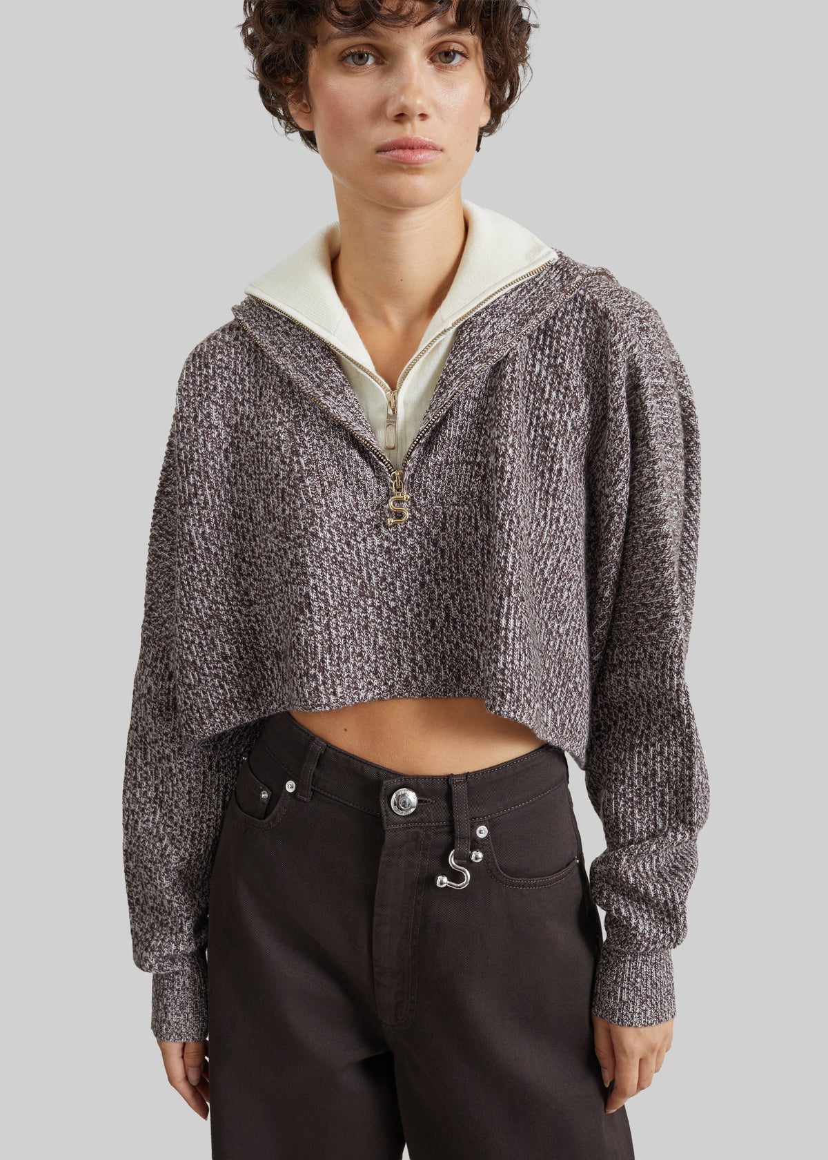Sportmax Rive Oversized Cropped Sweater - Rust Bi