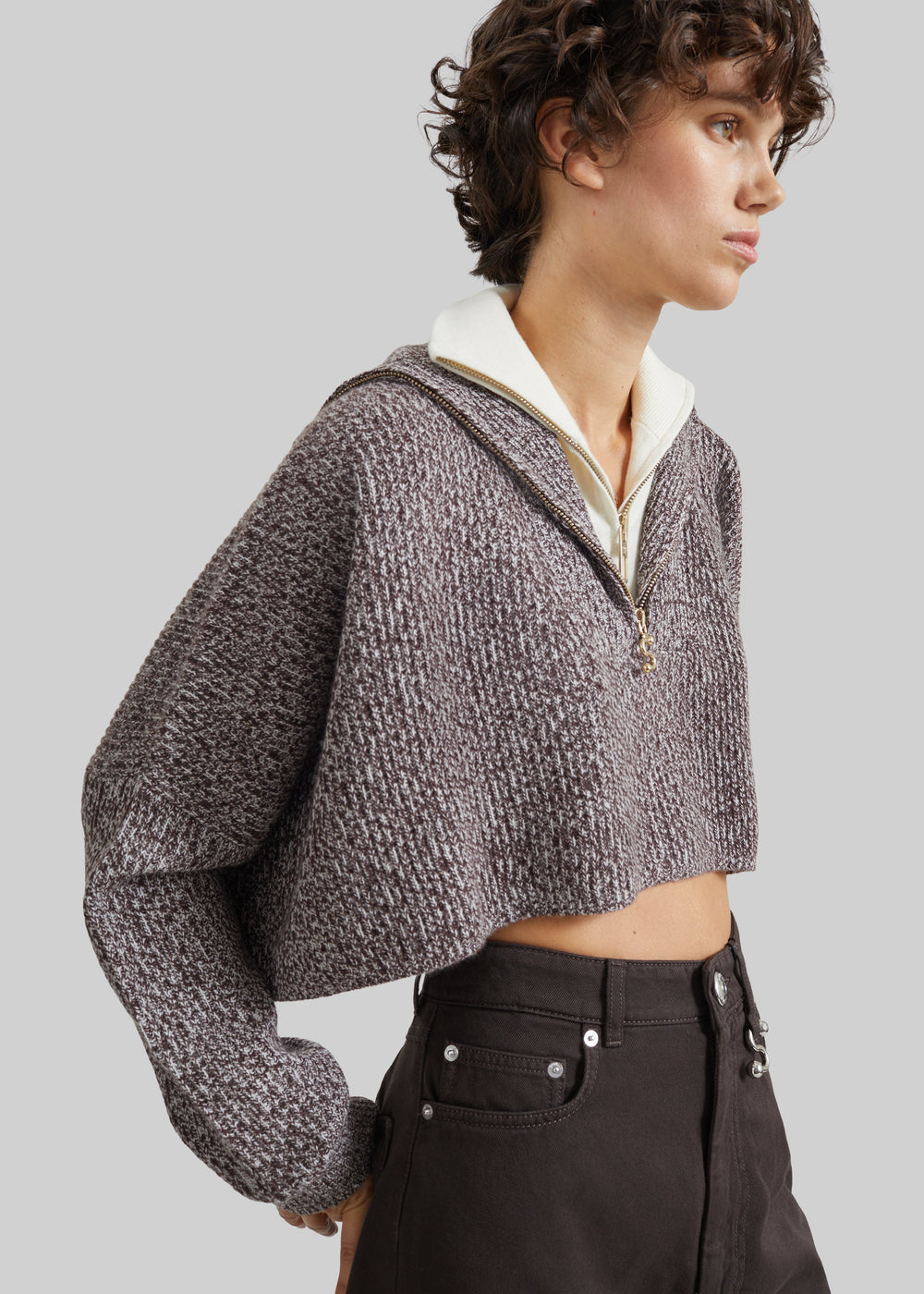 Sportmax Rive Oversized Cropped Sweater - Rust Bi - 1