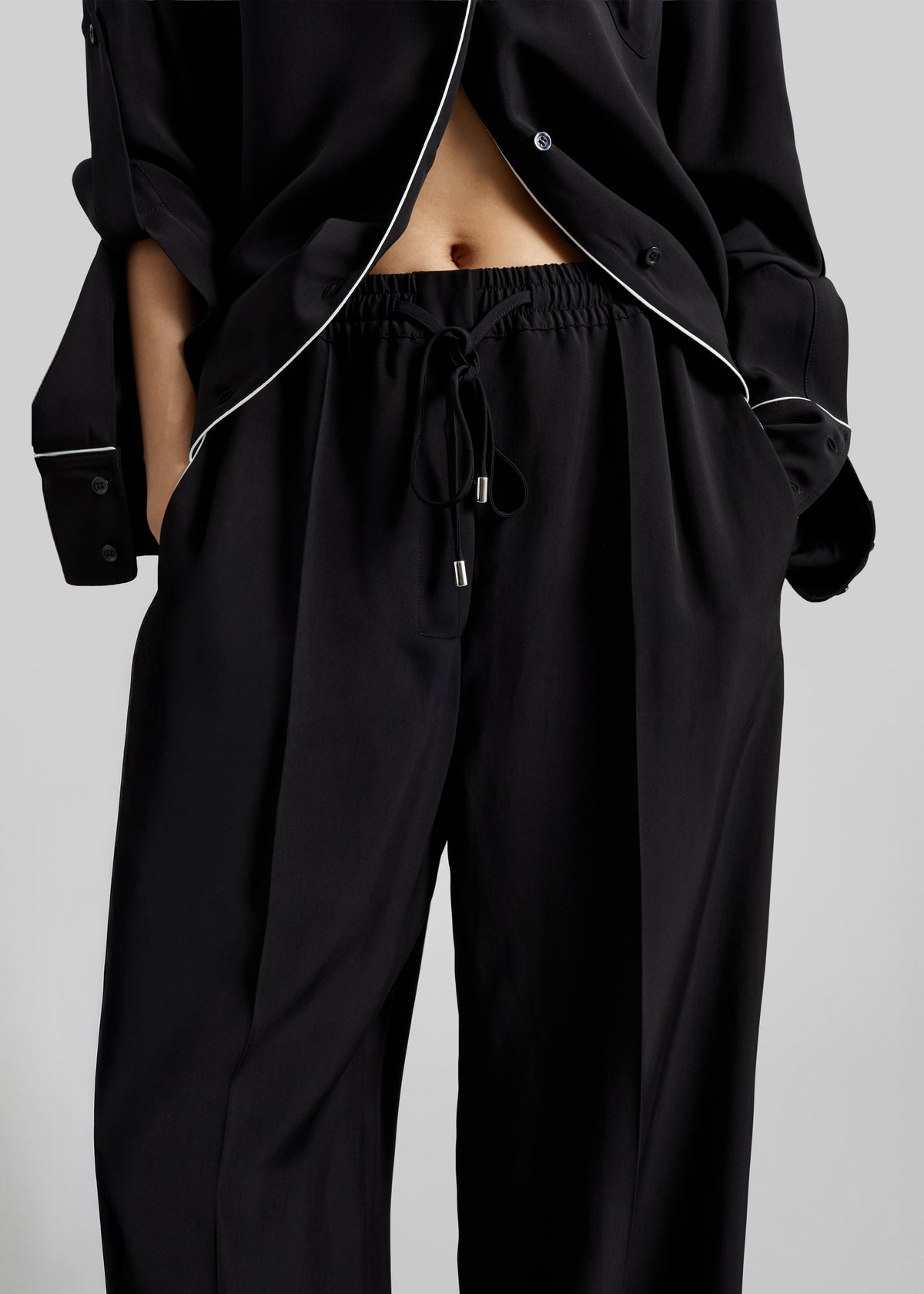 Sportmax Rivetto Satin Joggers - Black - 4
