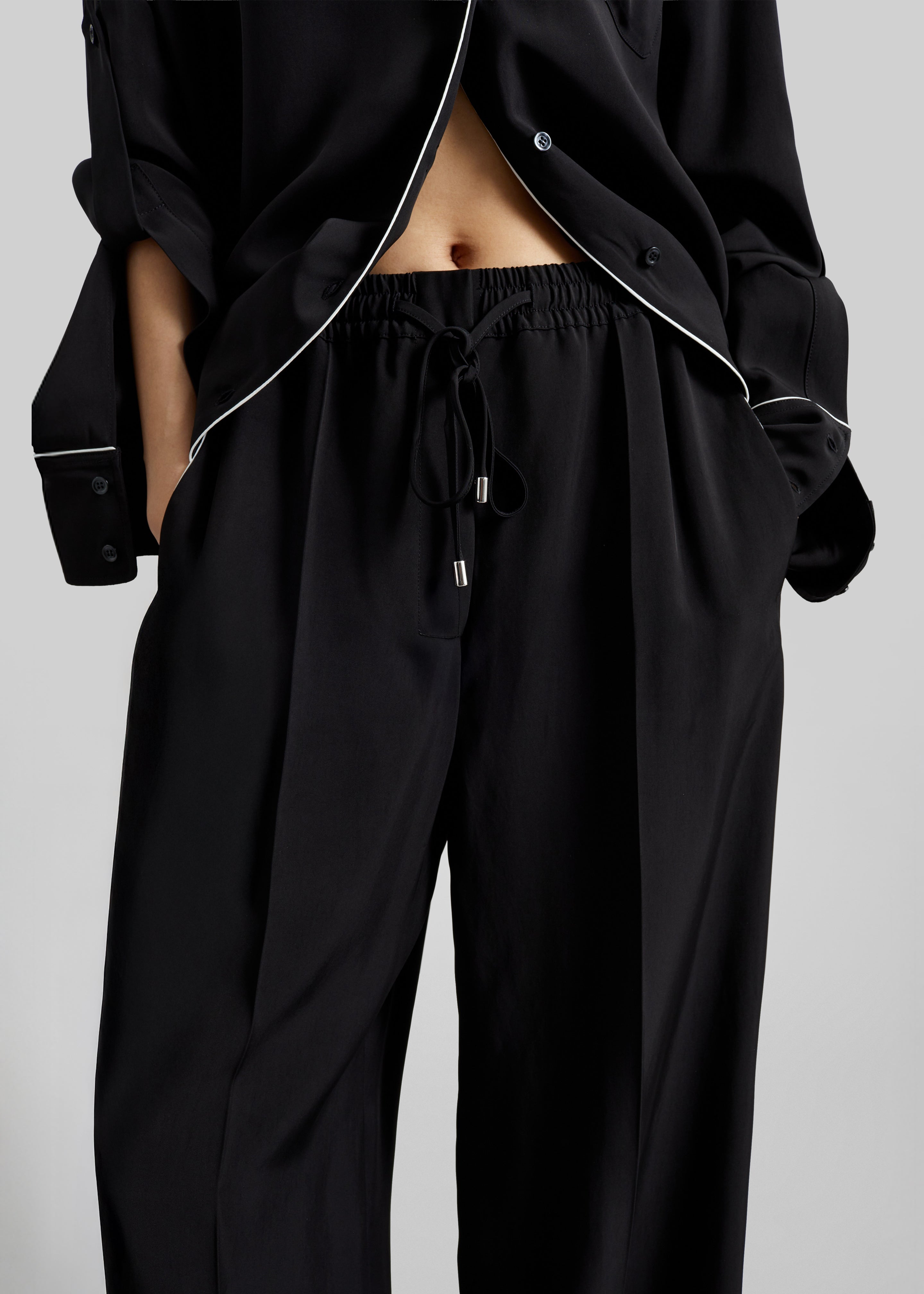 Sportmax Rivetto Satin Joggers - Black - 4