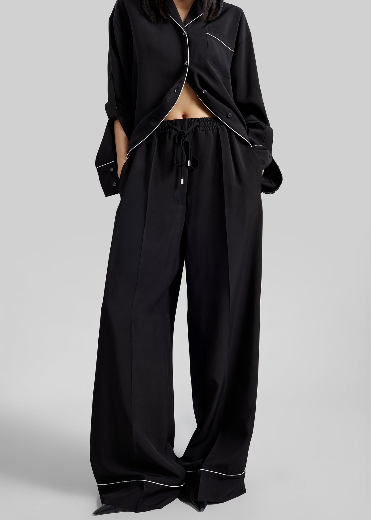 Sportmax Rivetto Satin Joggers - Black - 2