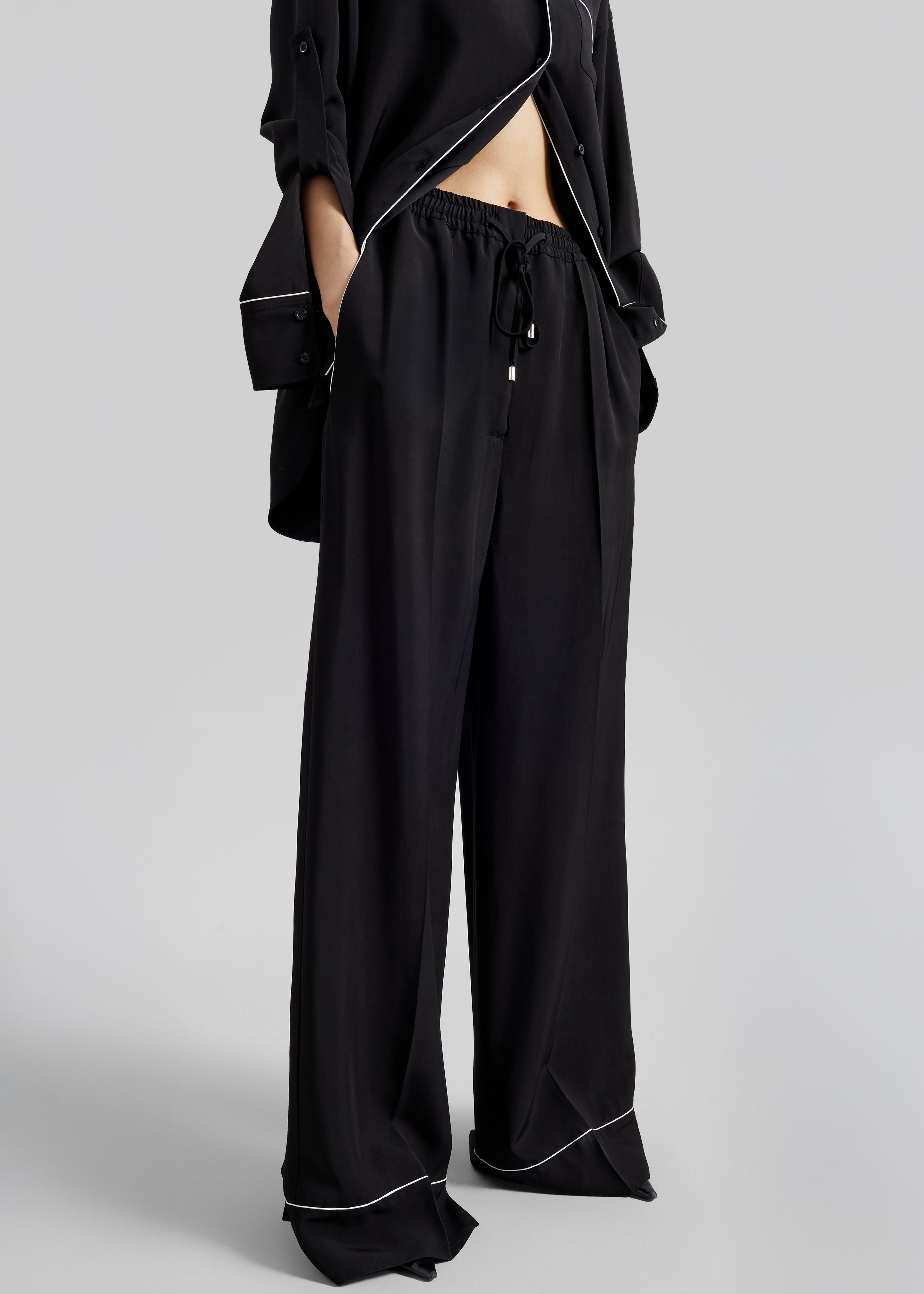 Sportmax Rivetto Satin Joggers - Black - 5