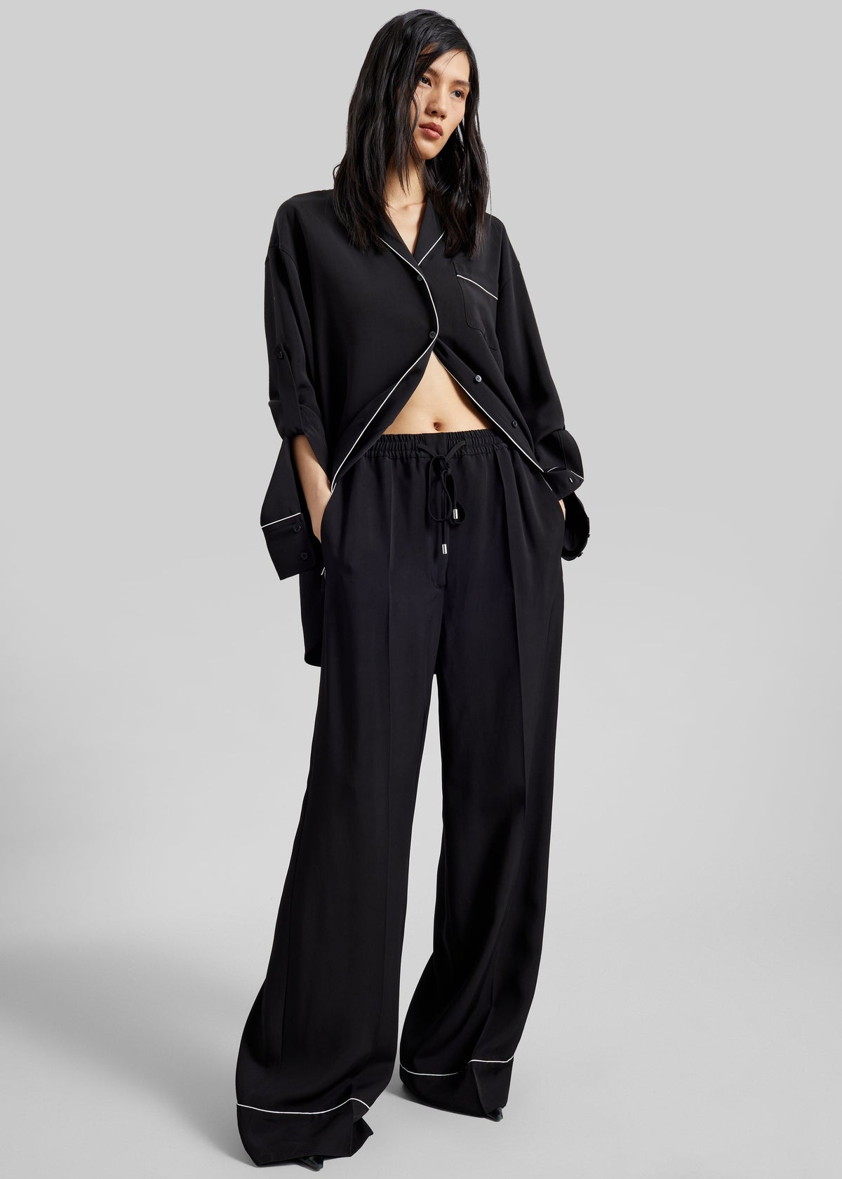 Sportmax Rivetto Satin Joggers - Black - 3