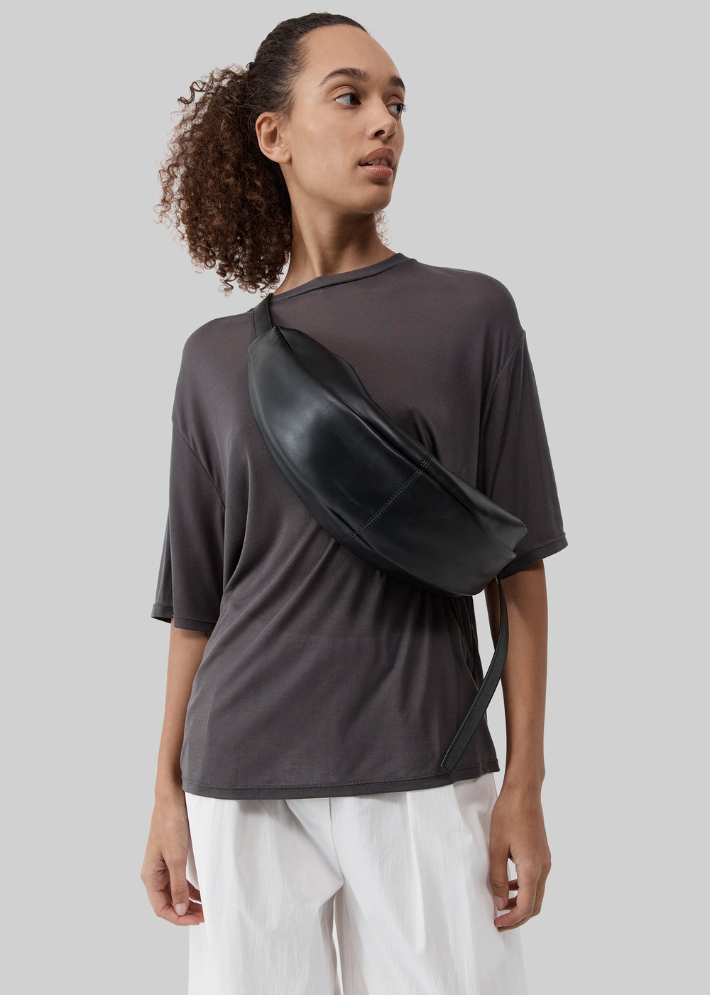 St. Agni Adjustable Slim Crescent Bag - Black - 1