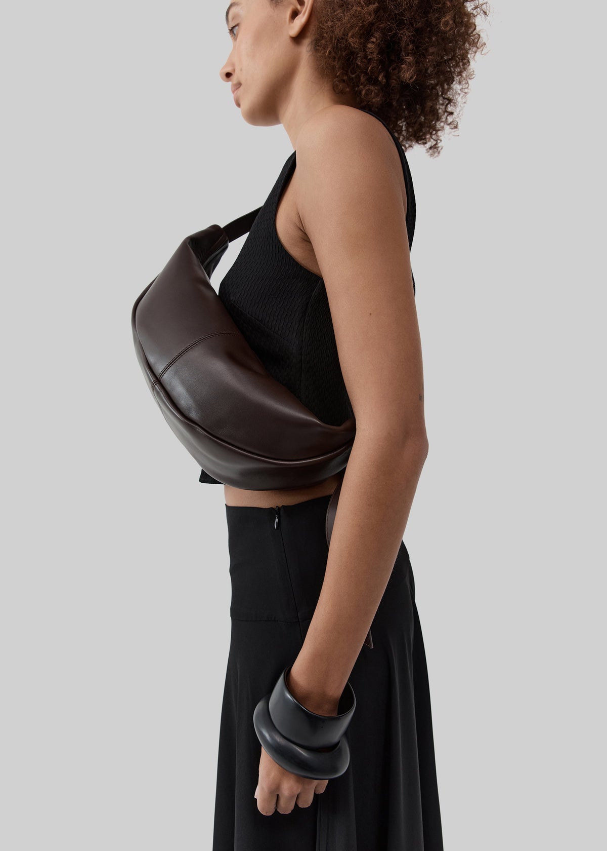 St. Agni Adjustable Slim Crescent Bag - Coffee - 3