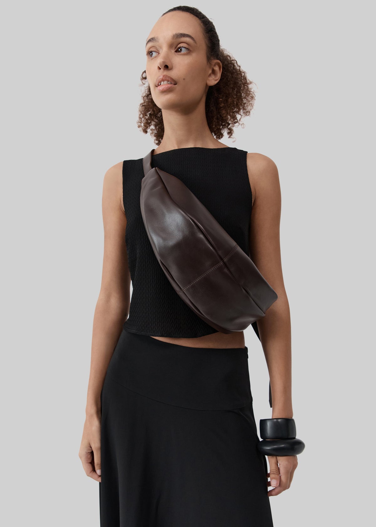 St. Agni Adjustable Slim Crescent Bag - Coffee - 6