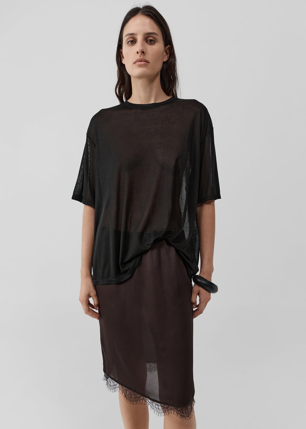 St. Agni Fine Jersey Relaxed Tee - Black - 1